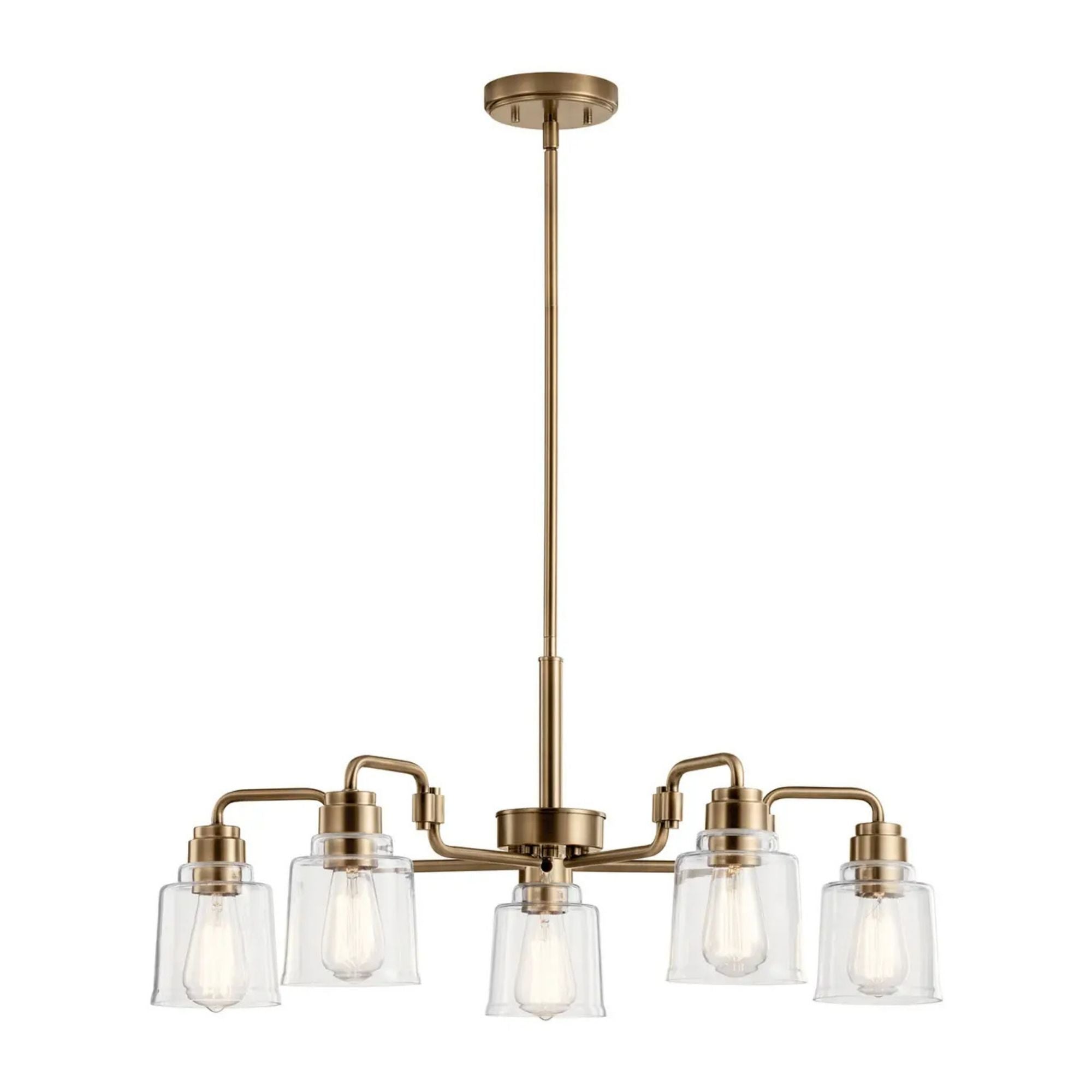 Aivian 30" 5-Light Chandelier, Weathered Brass Finish
