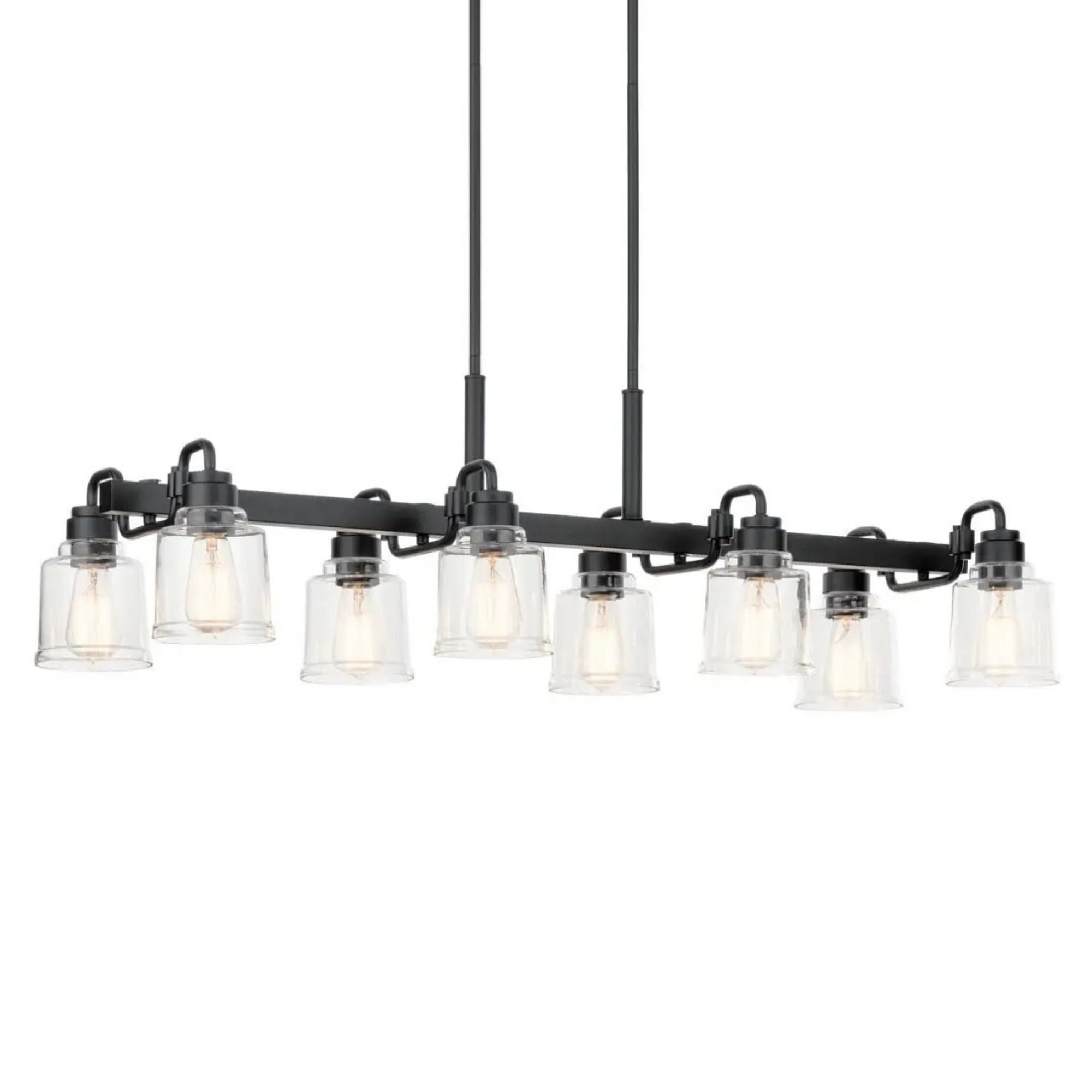 Aivian 42" 8-Light Linear Chandelier, Black Finish