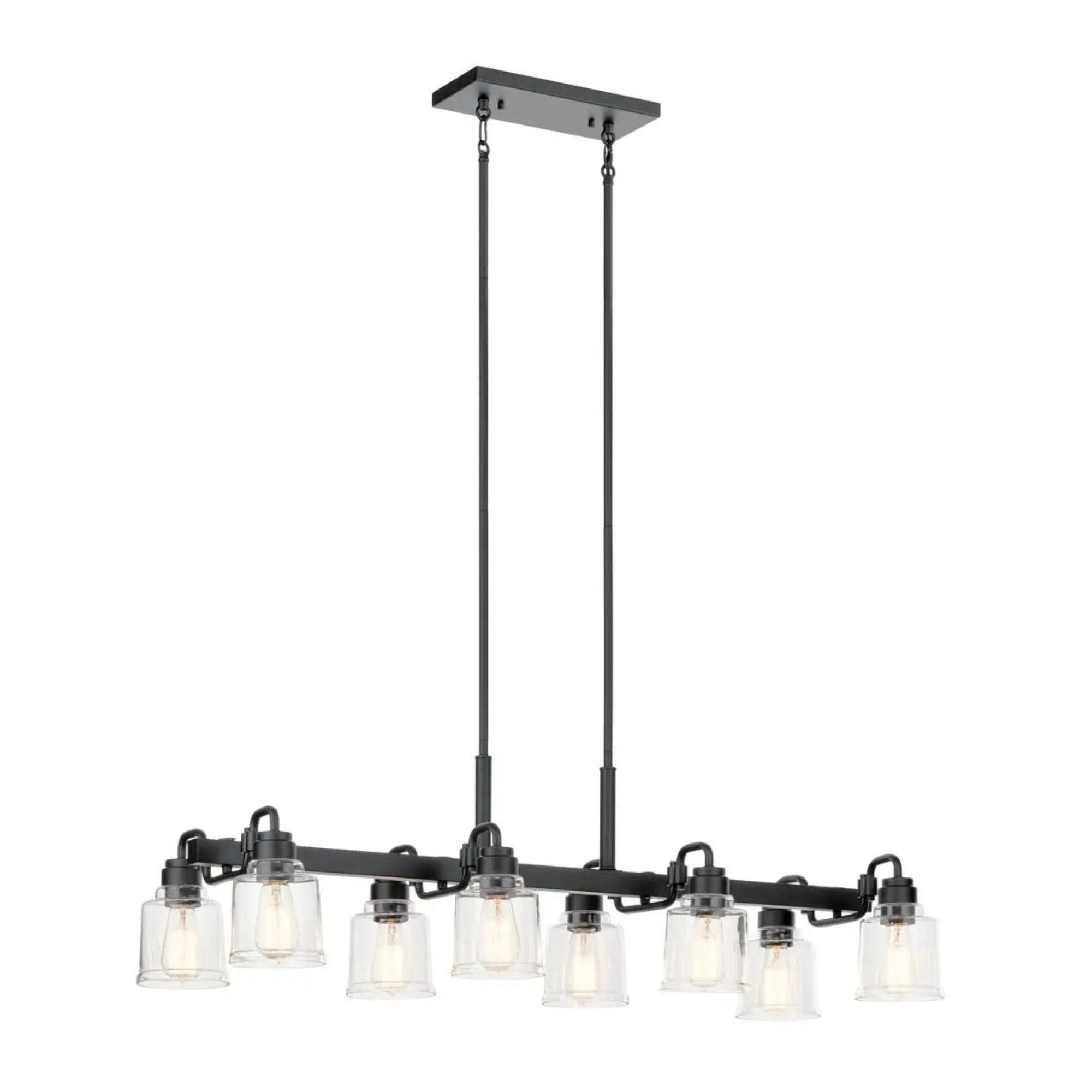 Aivian 42" 8-Light Linear Chandelier, Black Finish