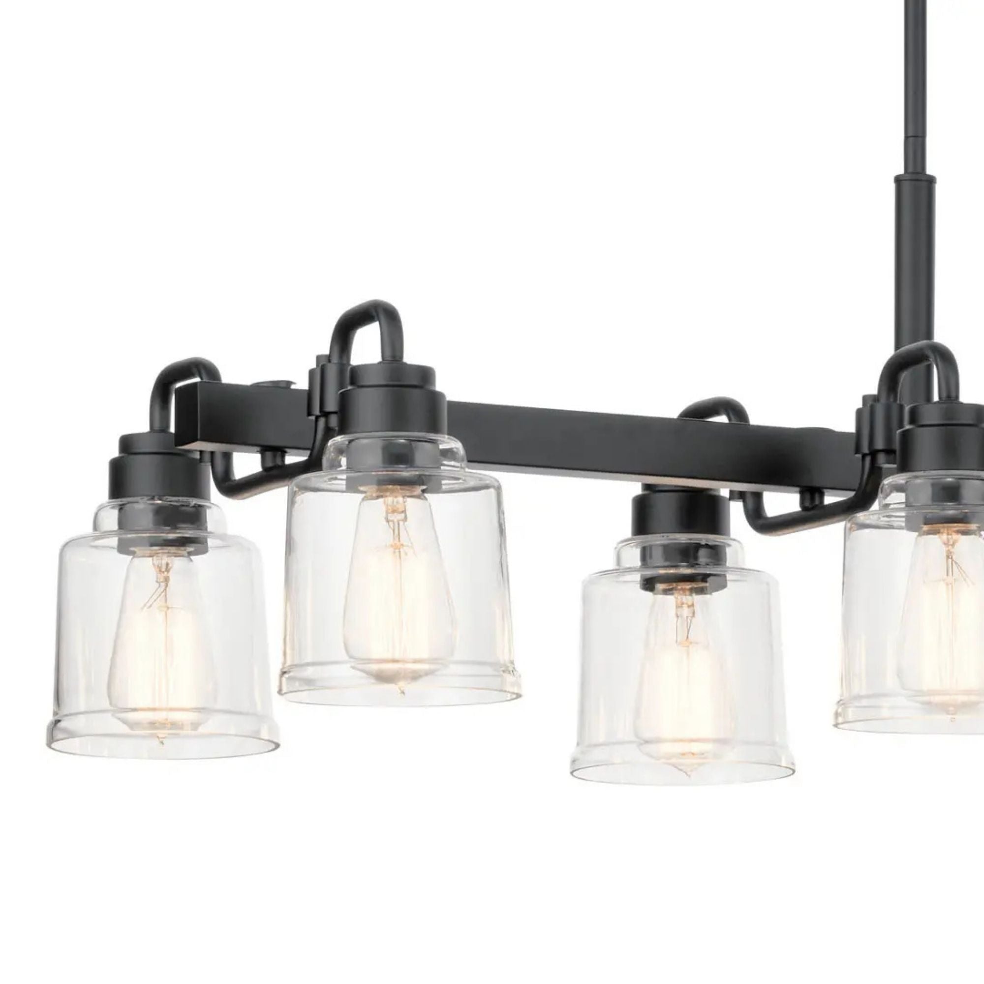 Aivian 42" 8-Light Linear Chandelier, Black Finish