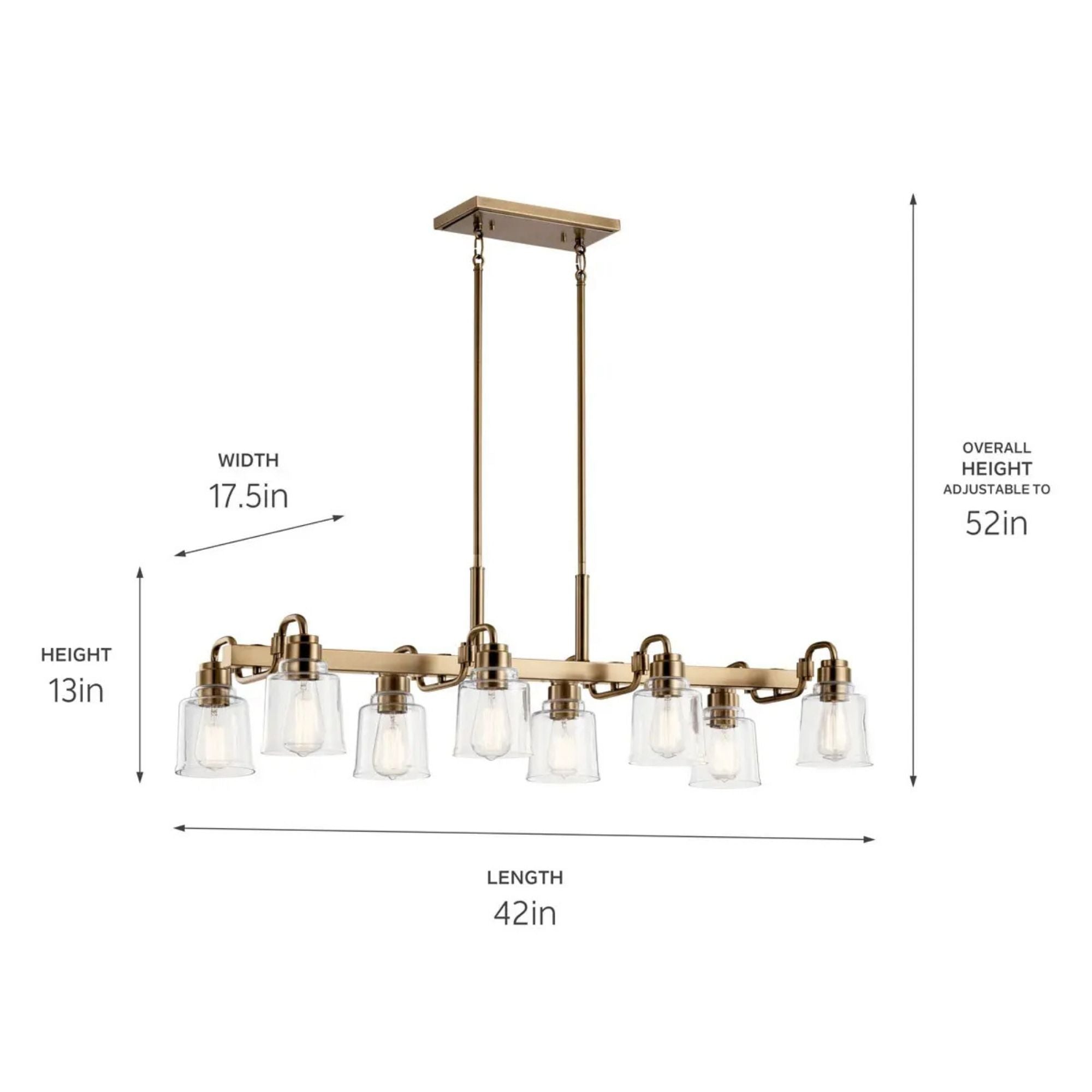 Aivian 42" 8-Light Linear Chandelier, Black Finish