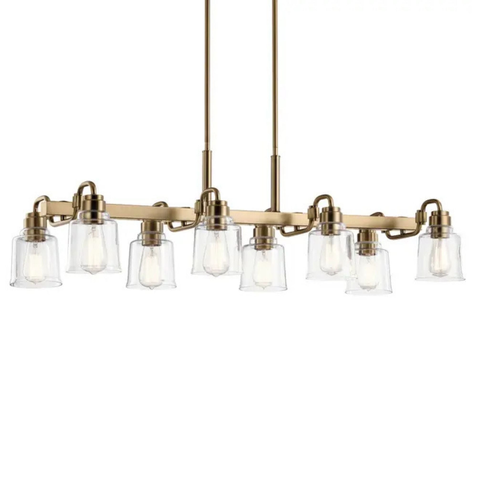 Aivian 42" 8-Light Linear Chandelier, Weathered Brass Finish