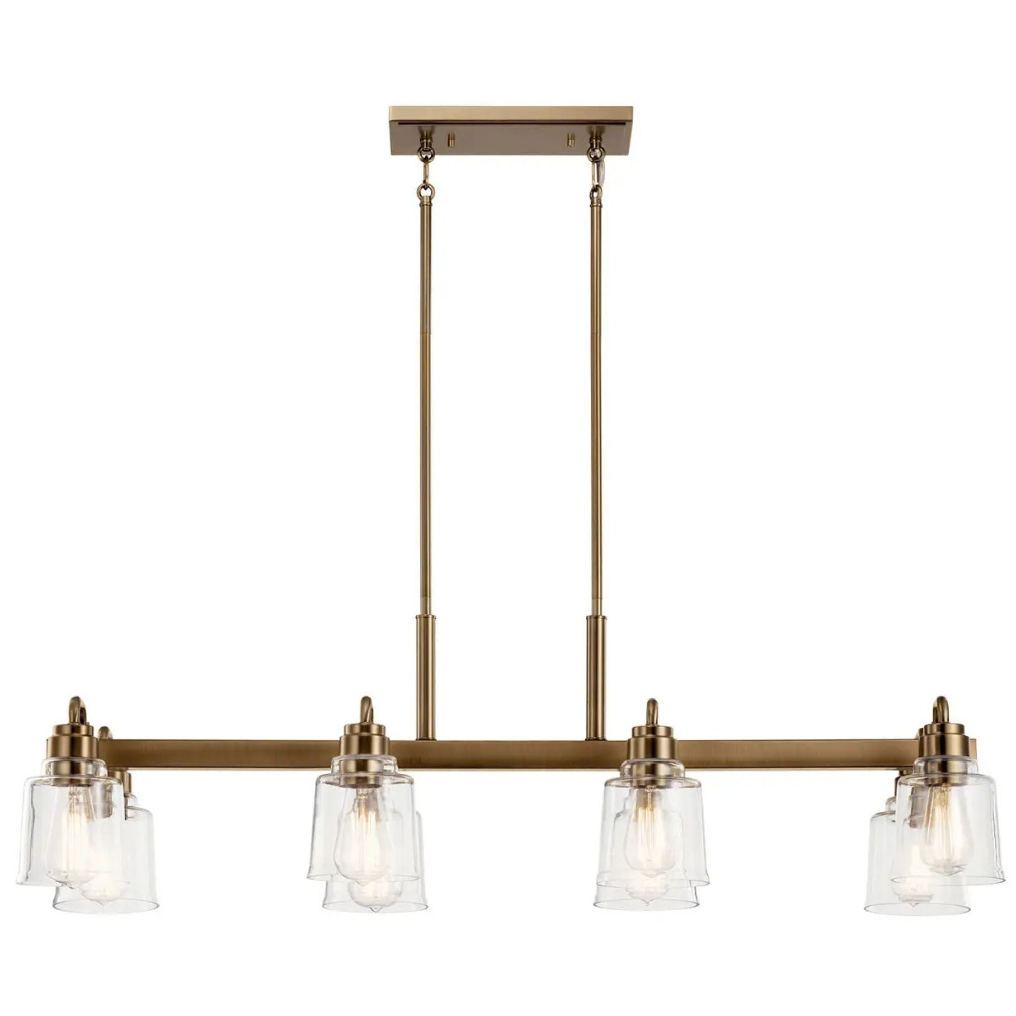 Aivian 42" 8-Light Linear Chandelier, Weathered Brass Finish