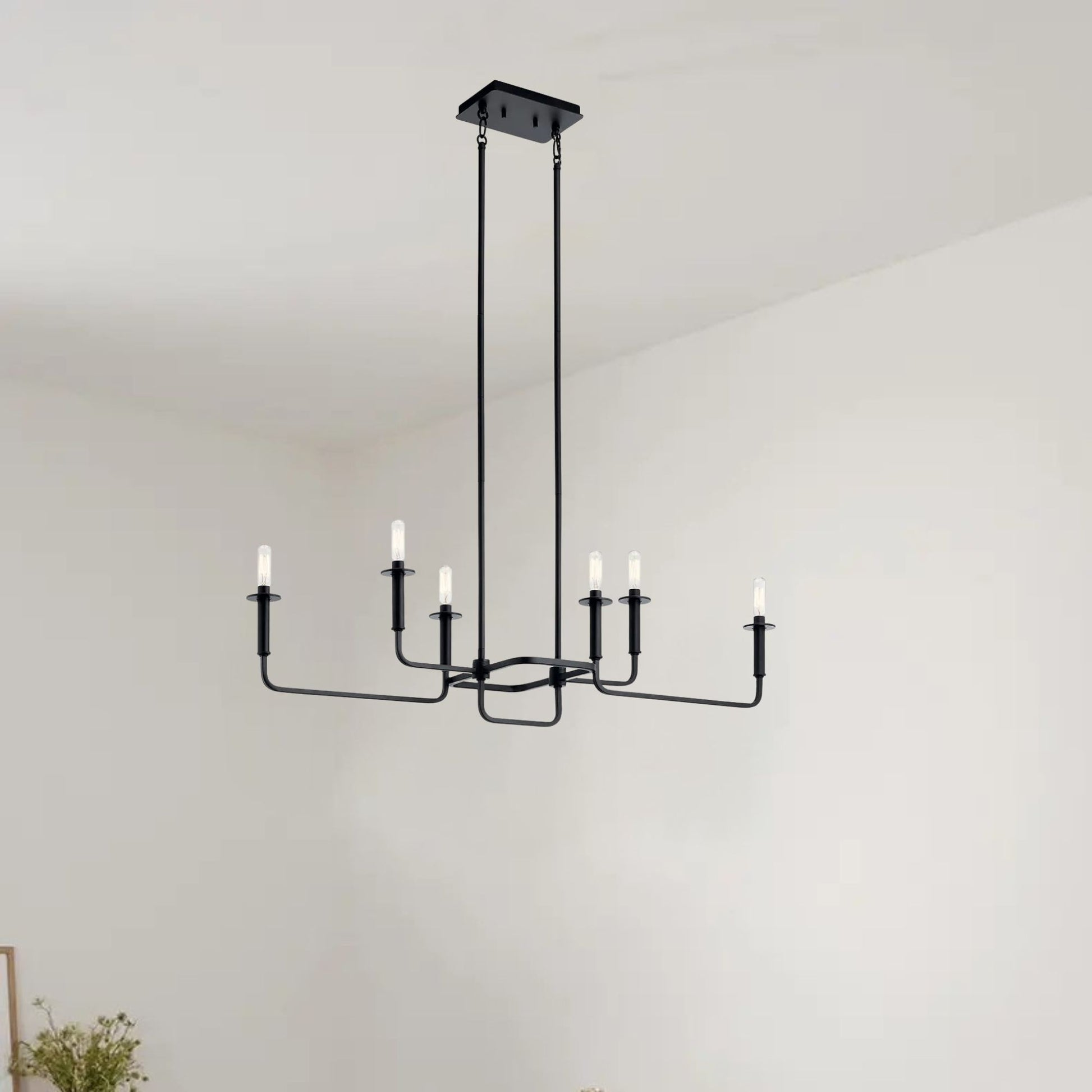 Kichler Lighting - Alden 39" 6-Light Linear Chandelier, Black Finish | Bees Lighting
