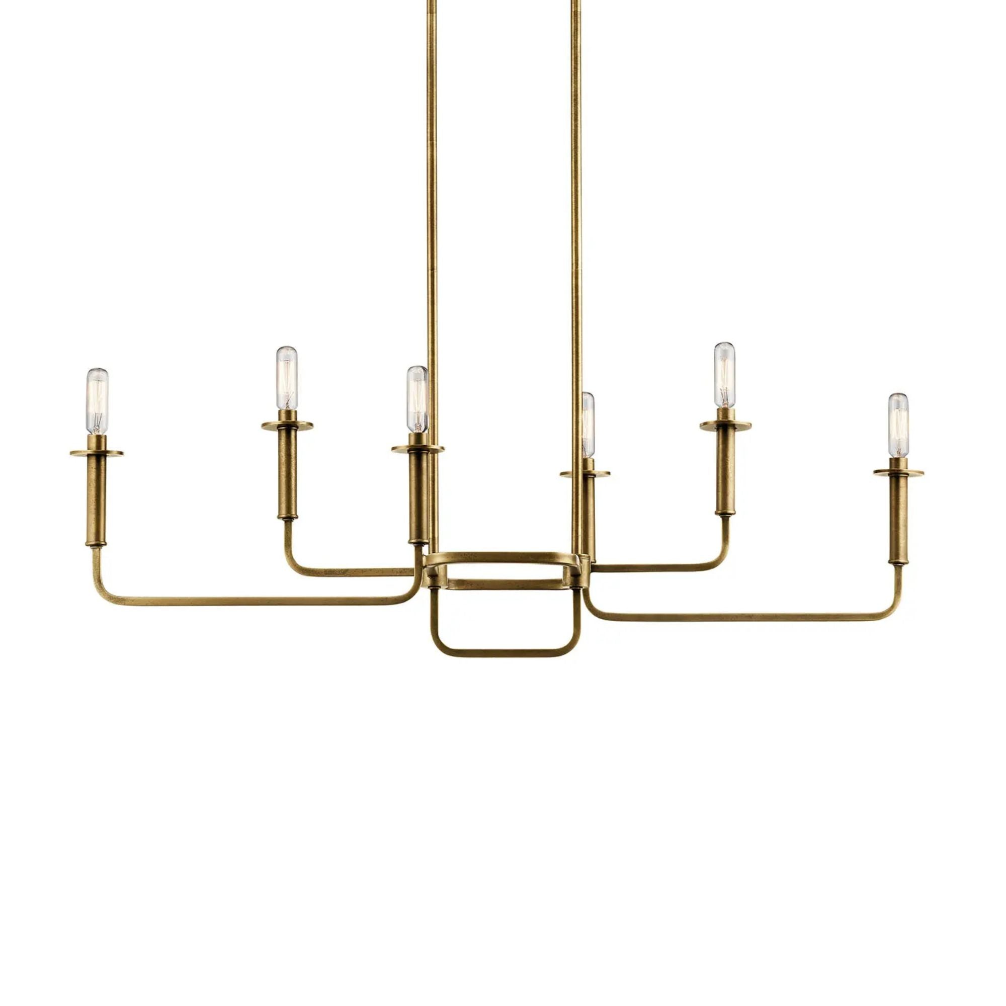 Alden 39" 6-Light Linear Chandelier, Natural Brass Finish