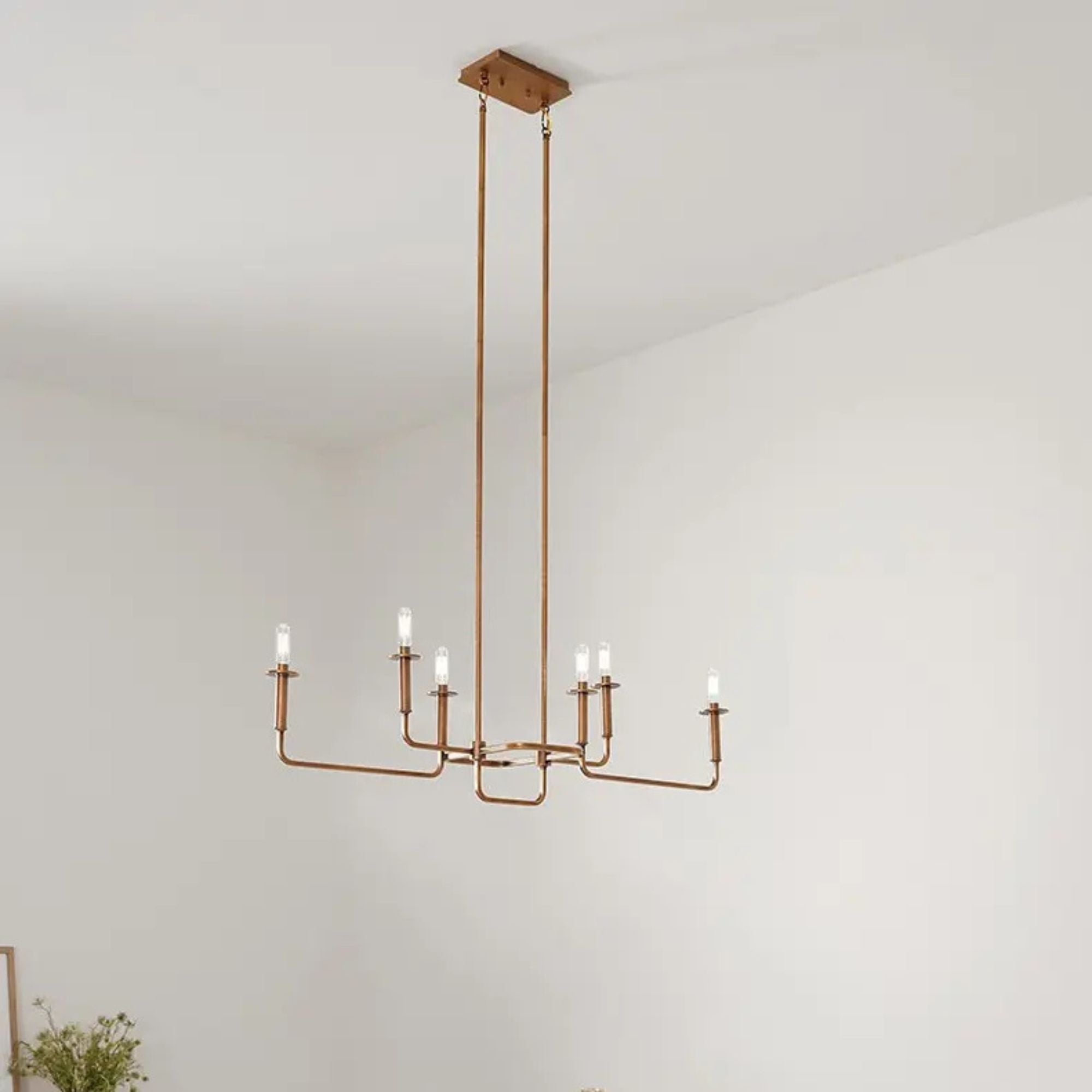 Kichler Lighting - Alden 39" 6-Light Linear Chandelier, Natural Brass Finish | Bees Lighting