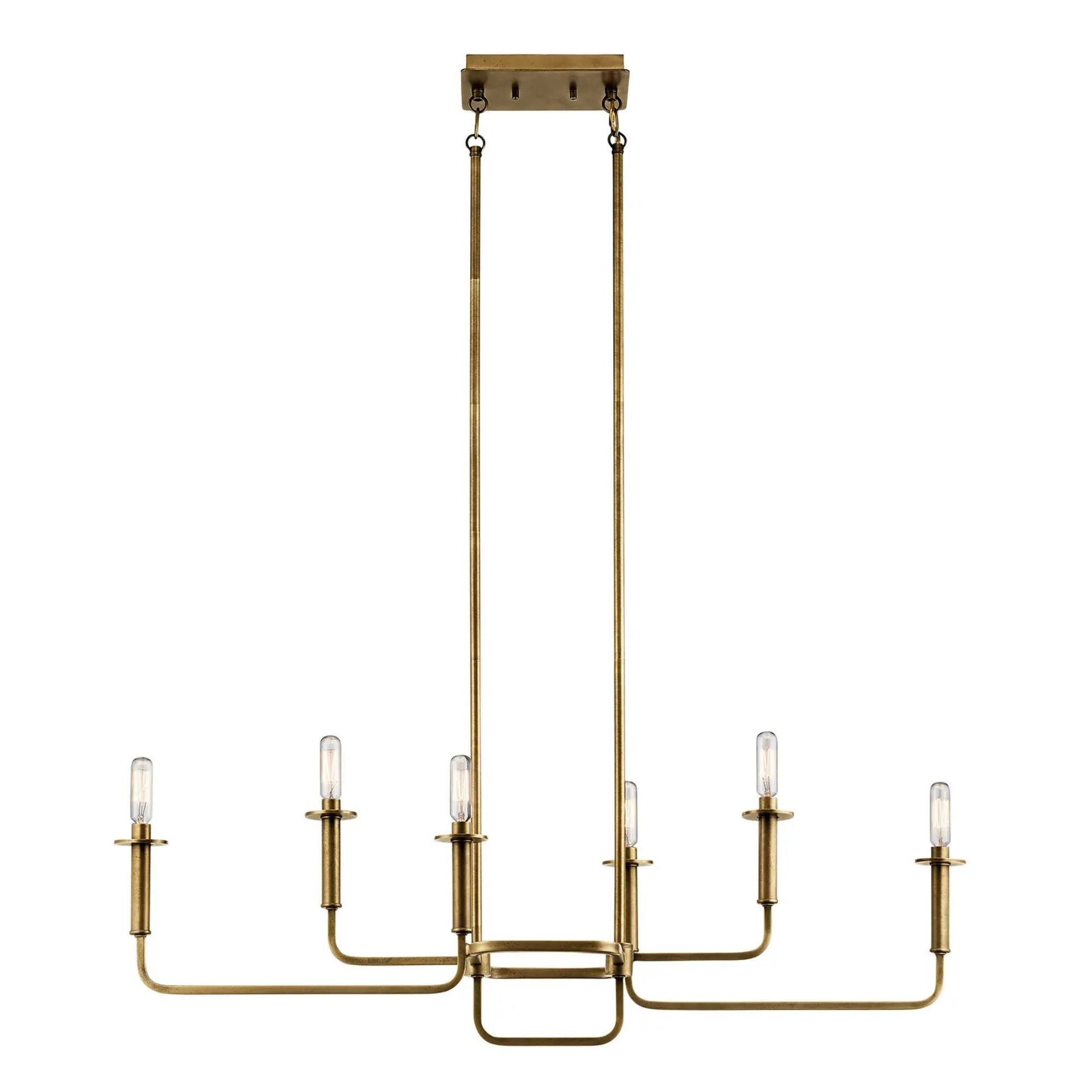 Kichler Lighting - Alden 39" 6-Light Linear Chandelier, Natural Brass Finish | Bees Lighting