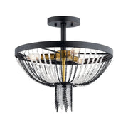 Alexia 16" 3-Light Semi-Flush Mount, Textured Black Finish