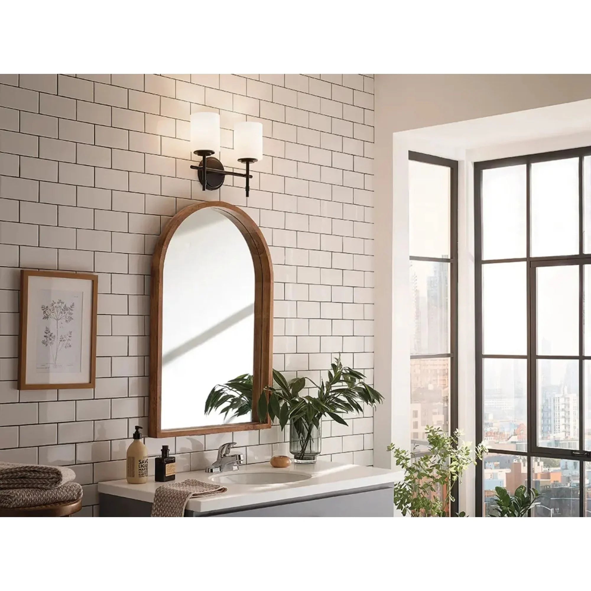 Ali 14" 2-Light Bath Vanity Light, Black Finish