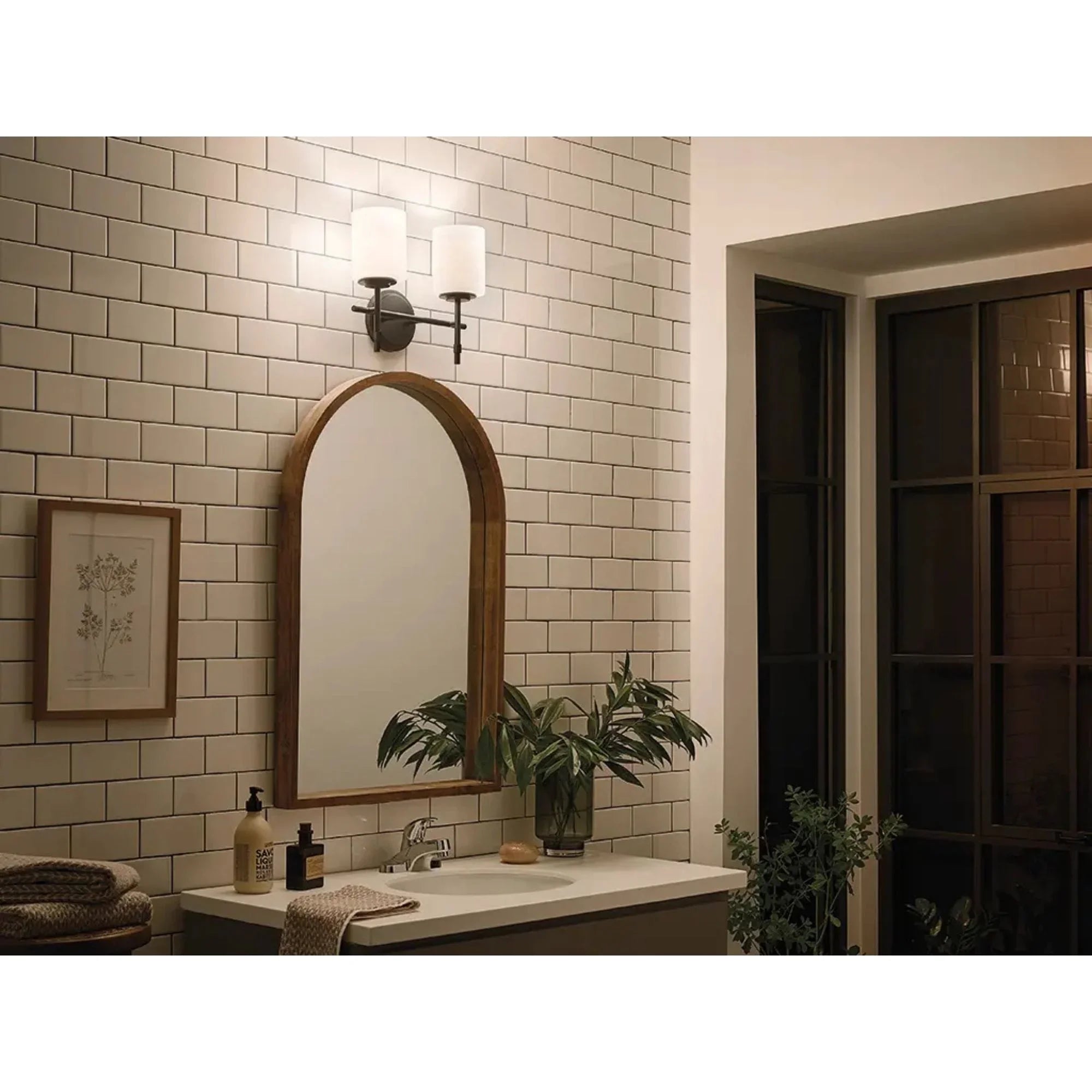 Ali 14" 2-Light Bath Vanity Light, Black Finish