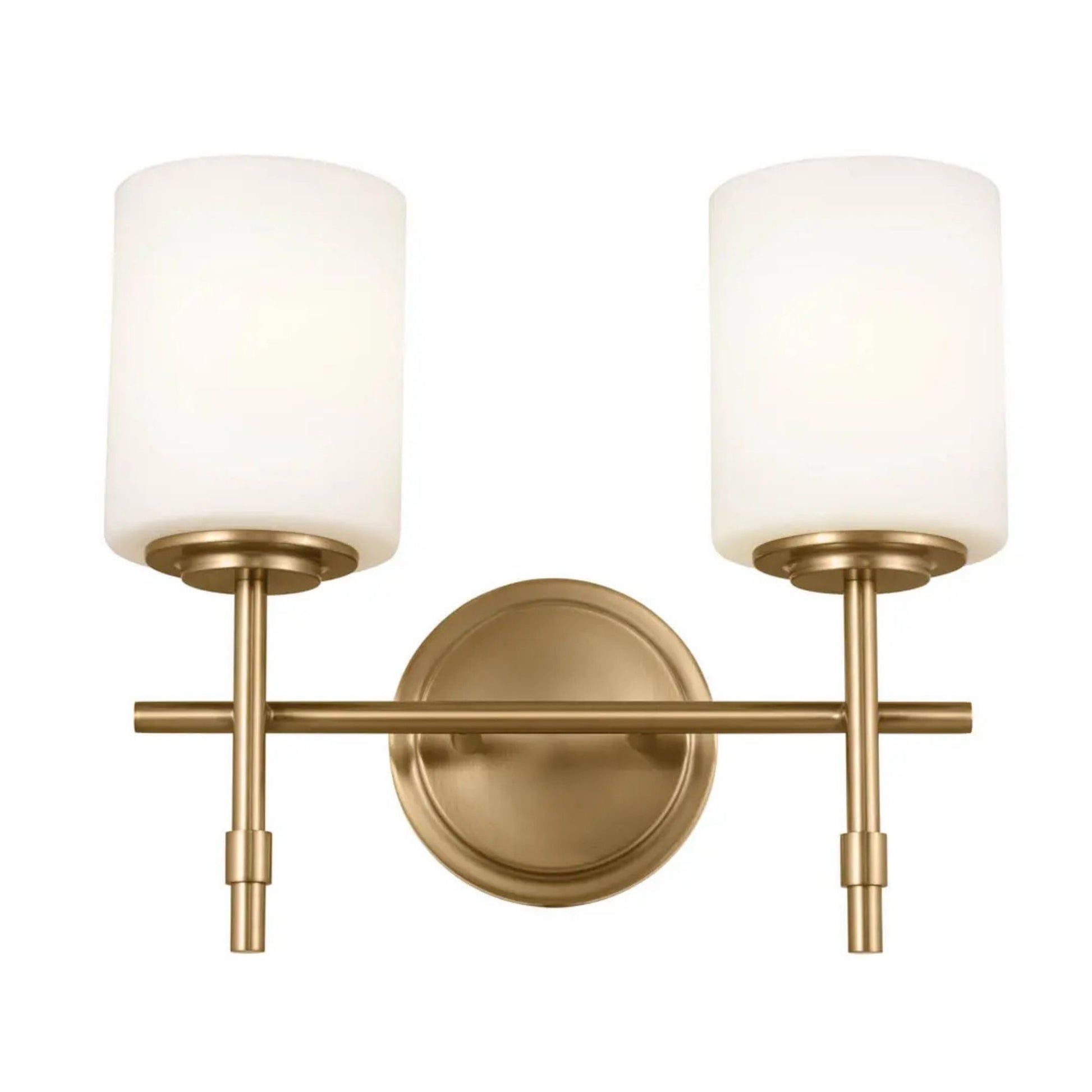 Ali 14" 2-Light Bath Vanity Light, Brushed Natural Brass Finish - Bees Lighting