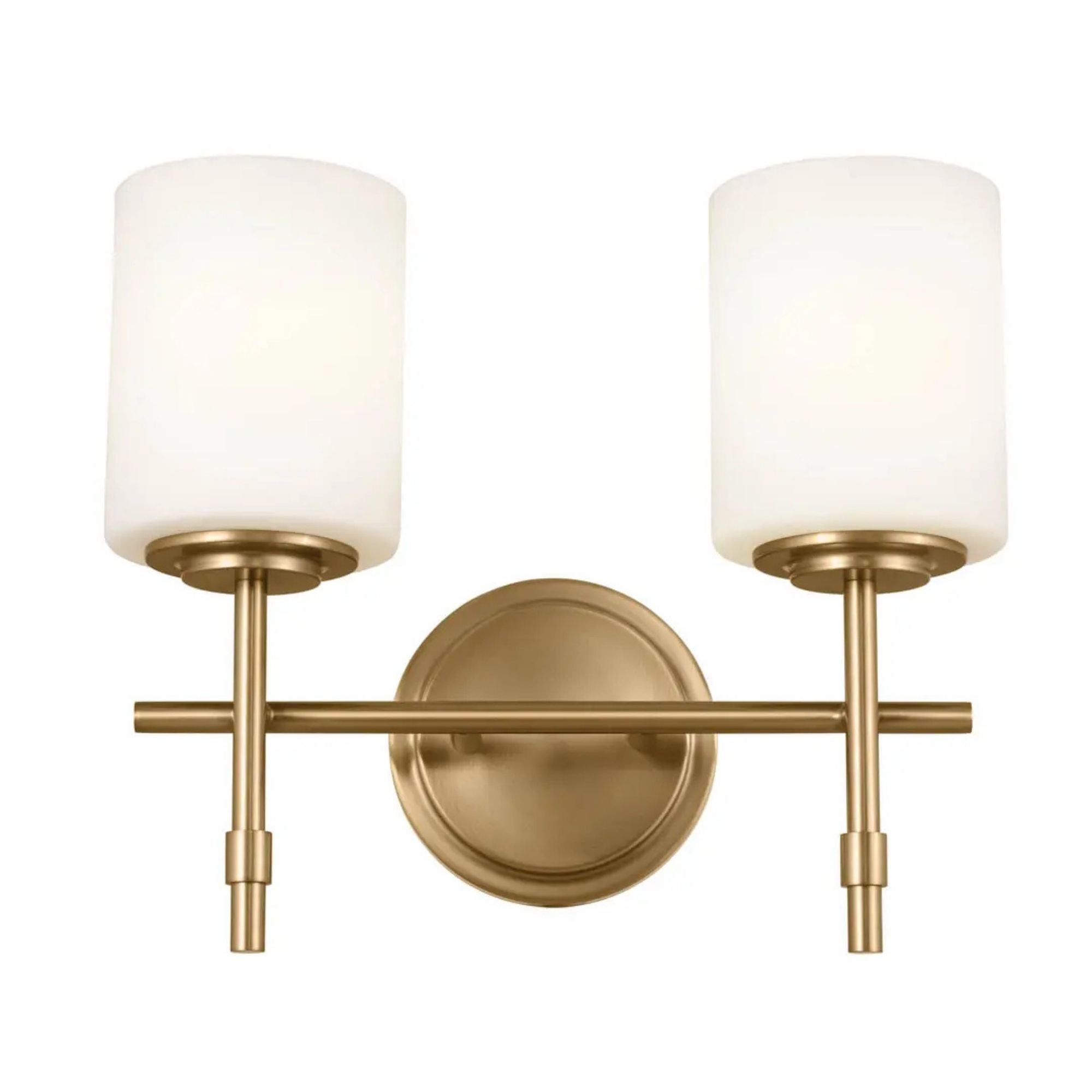 Ali 14" 2-Light Bath Vanity Light, Brushed Natural Brass Finish - Bees Lighting