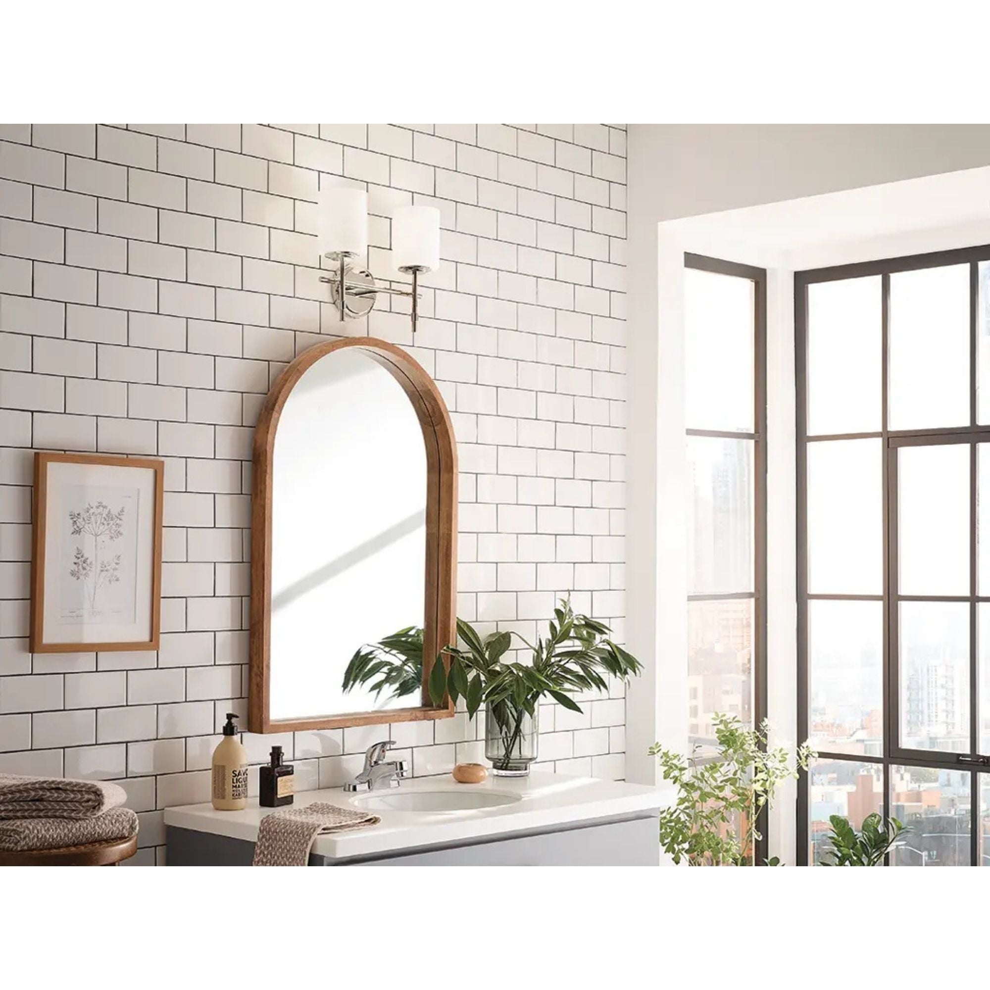 Ali 14" 2-Light Bath Vanity Light, Polished Nickel Finish - Bees Lighting