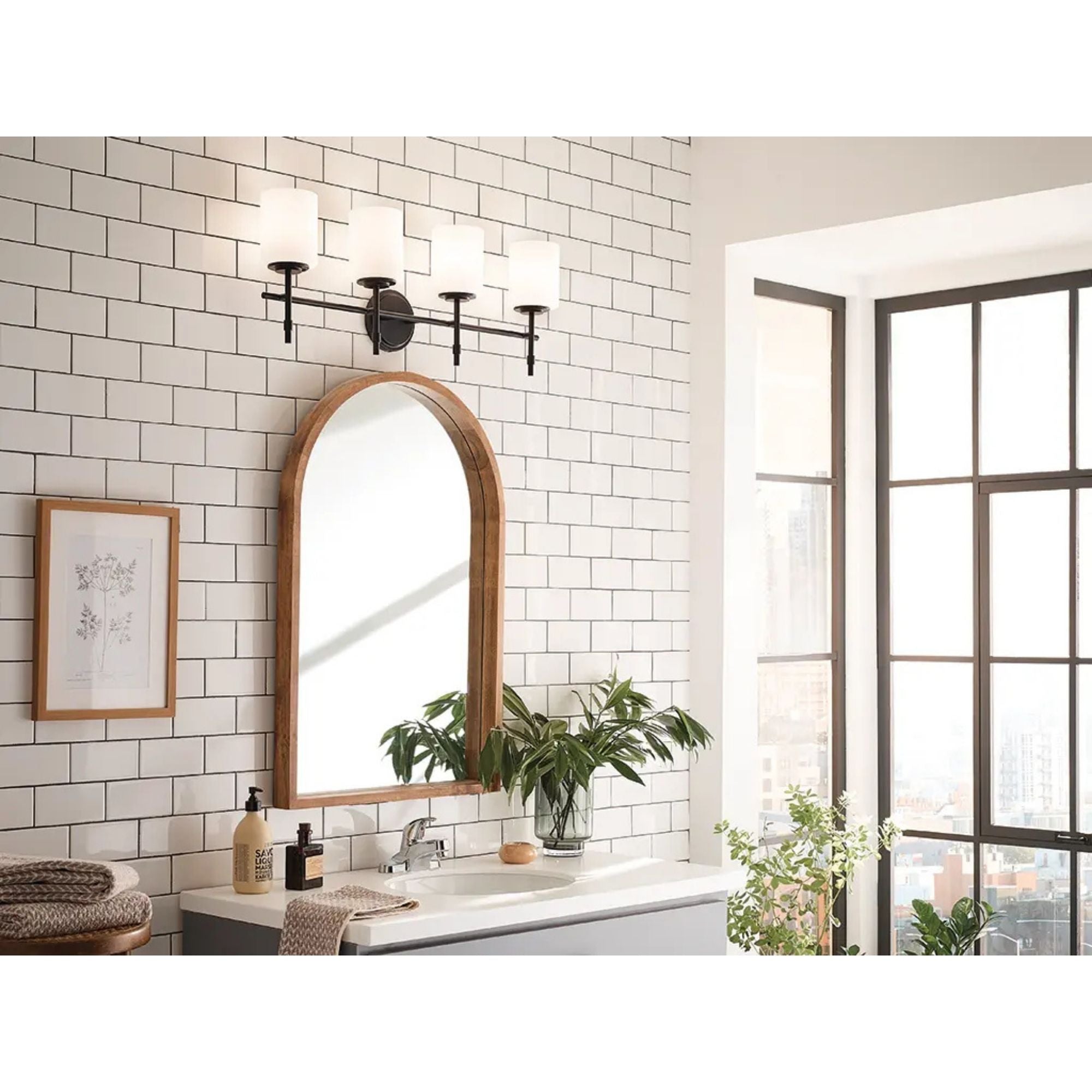 Ali 33" 4-Light Bath Vanity Light, Black Finish