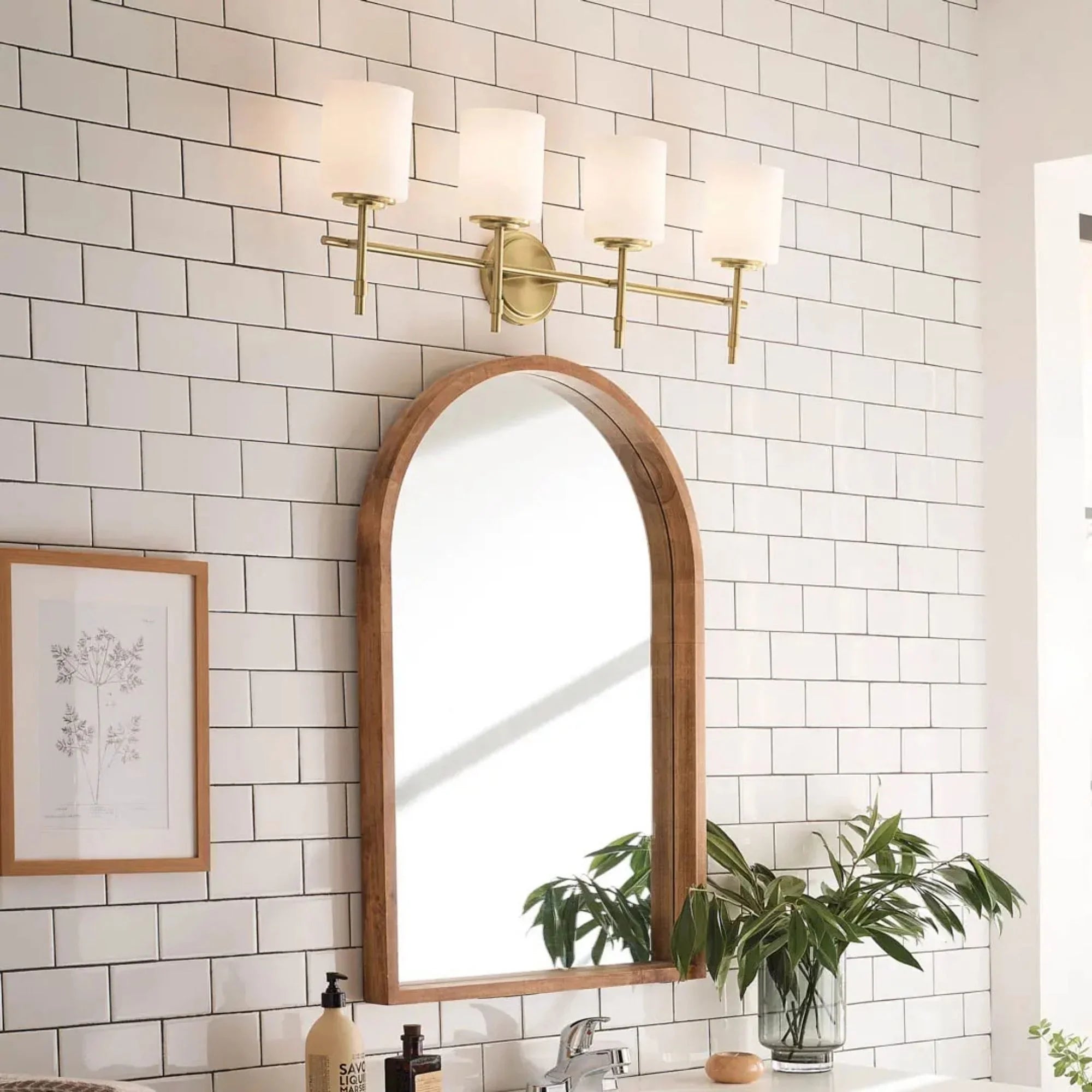 Ali 33" 4-Light Bath Vanity Light, Brushed Natural Brass Finish