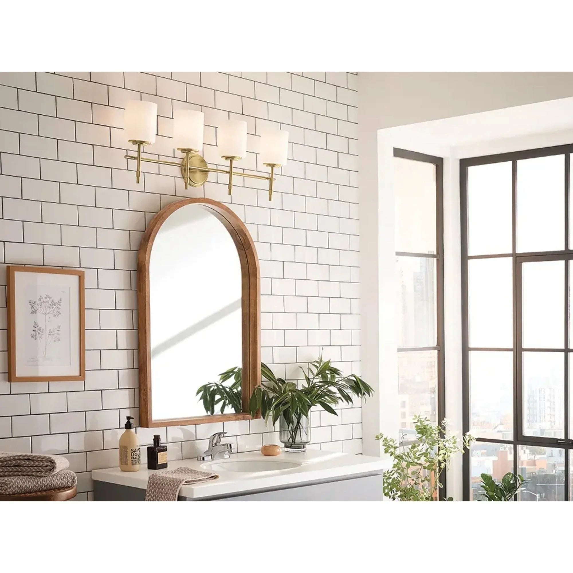 Ali 33" 4-Light Bath Vanity Light, Brushed Natural Brass Finish