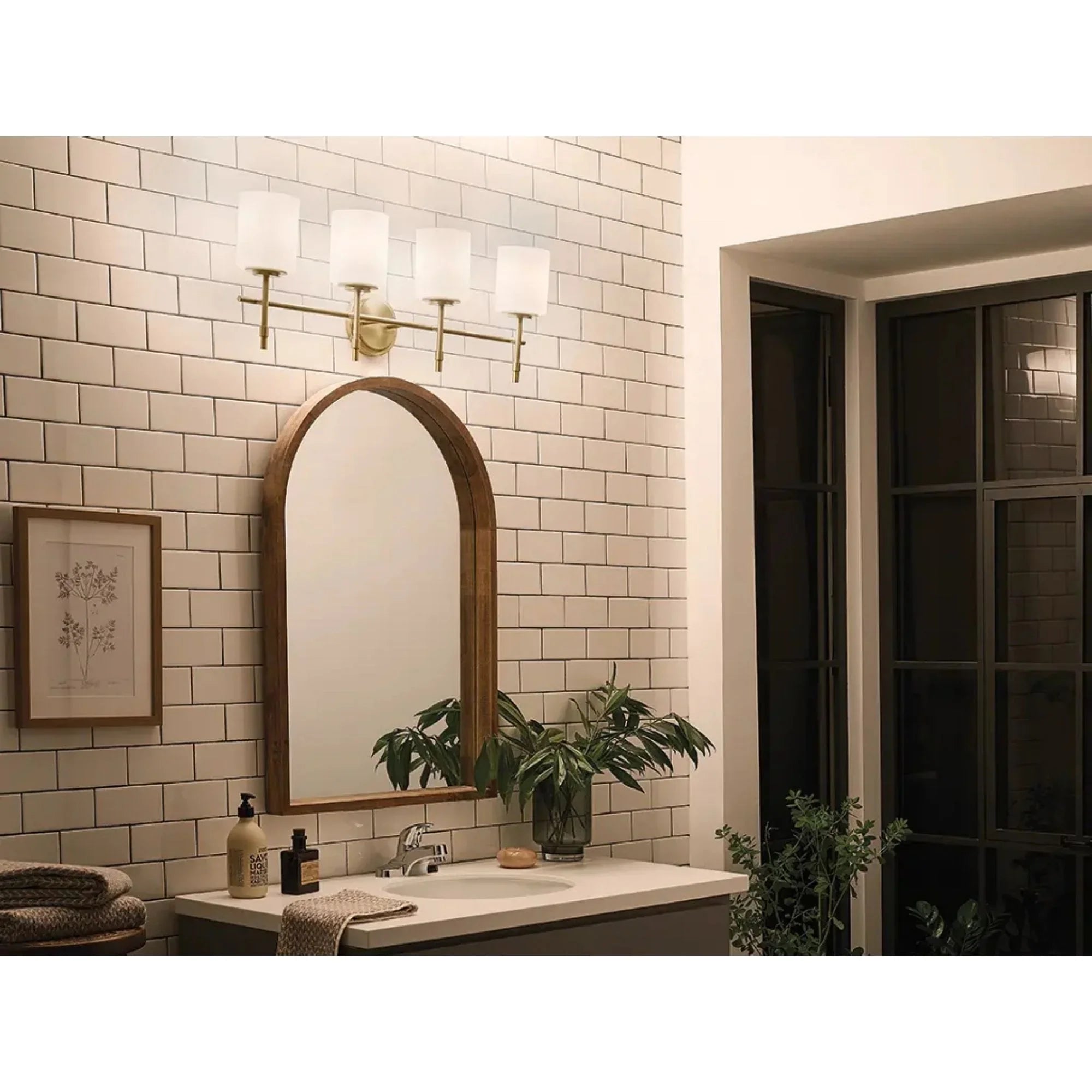 Ali 33" 4-Light Bath Vanity Light, Brushed Natural Brass Finish