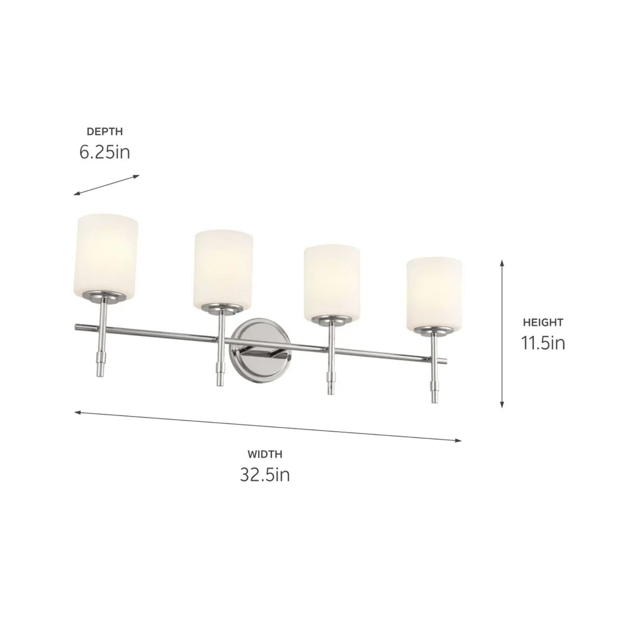 Ali 33" 4-Light Bath Vanity Light, Polished Nickel Finish