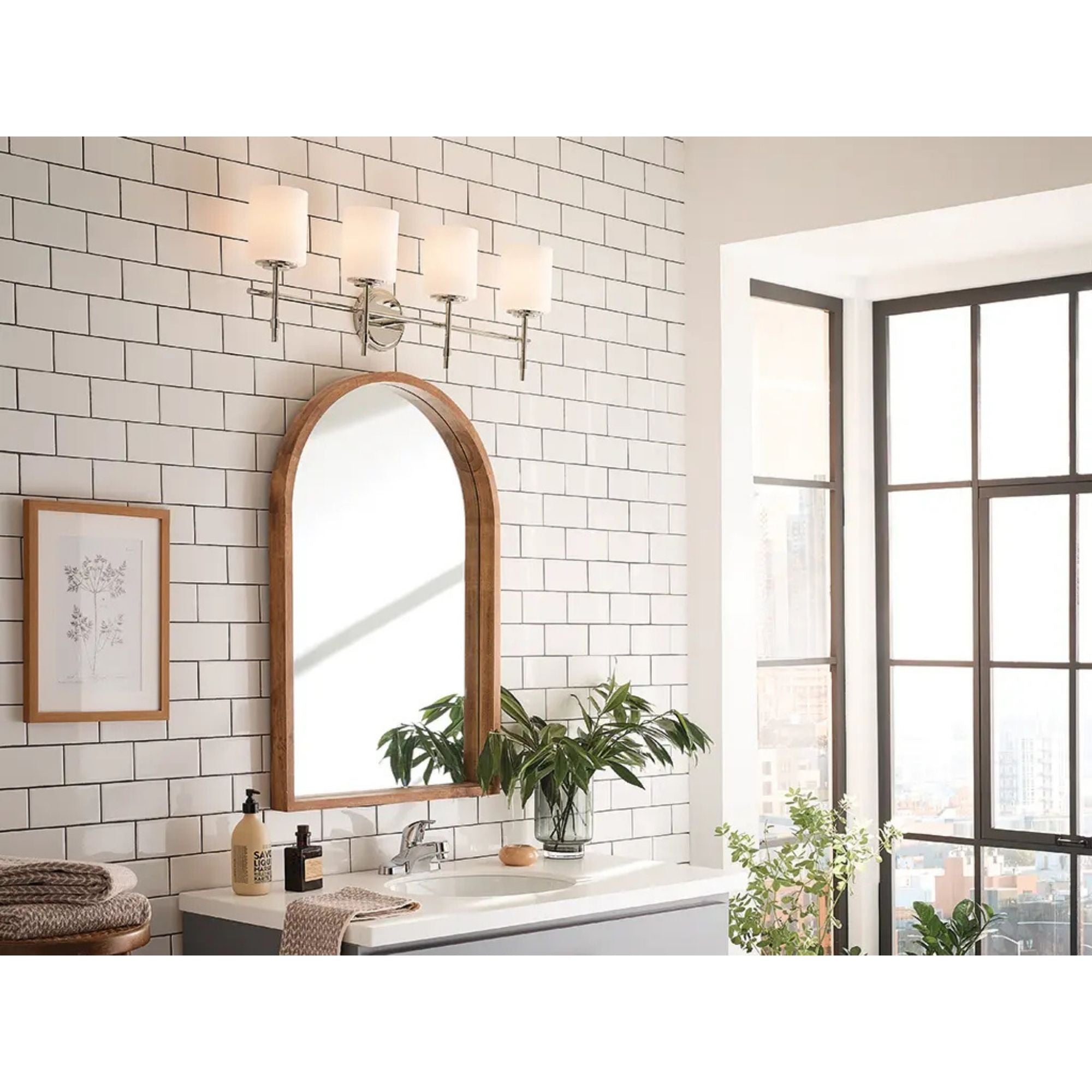 Ali 33" 4-Light Bath Vanity Light, Polished Nickel Finish