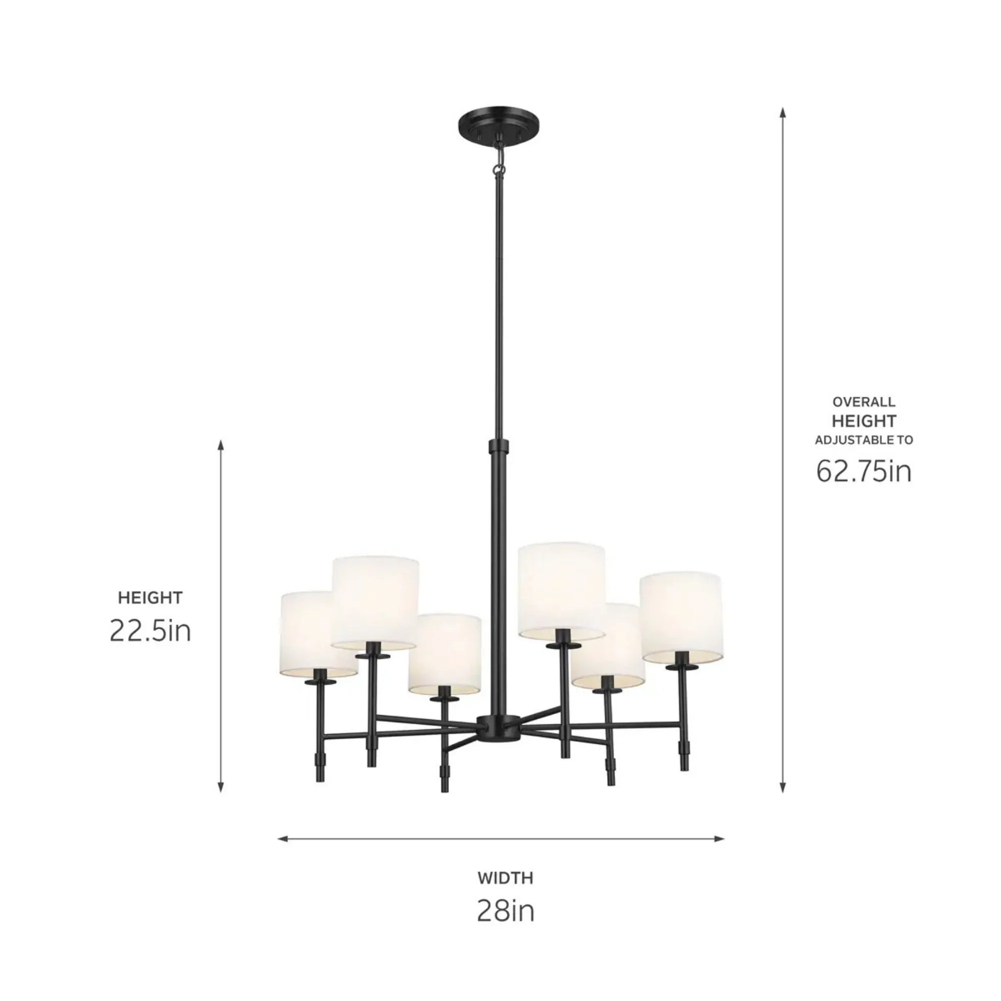Ali 28" 6-Light Chandelier, Black Finish