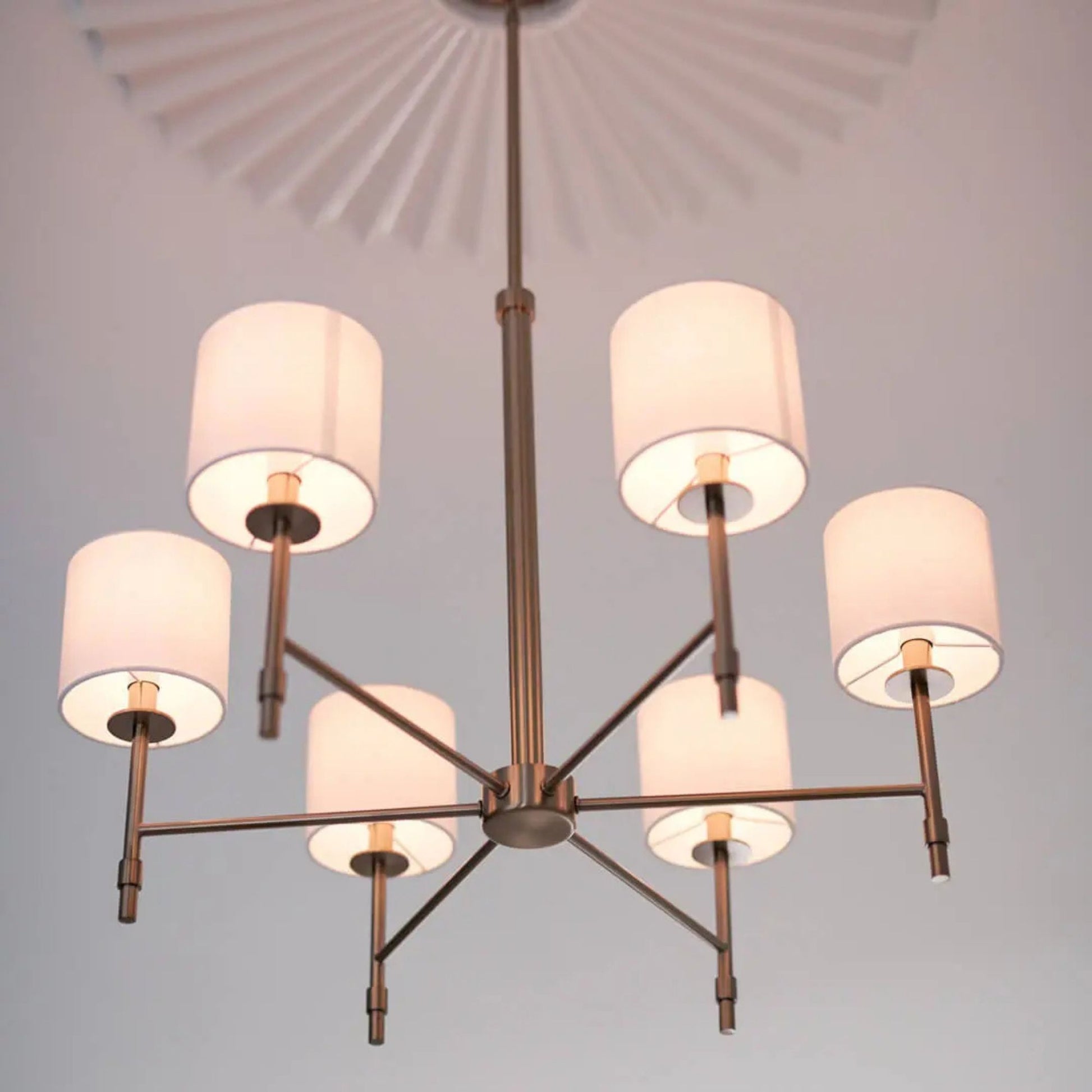 Ali 28" 6-Light Chandelier, Brushed Natural Brass Finish - Bees Lighting