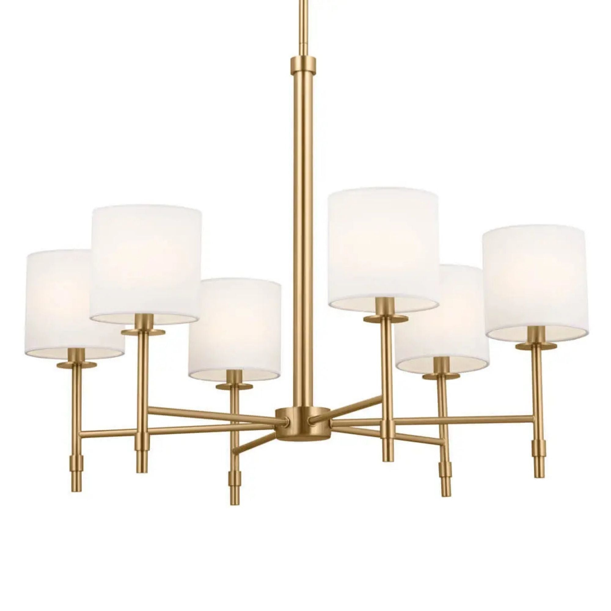 Ali 28" 6-Light Chandelier, Brushed Natural Brass Finish - Bees Lighting