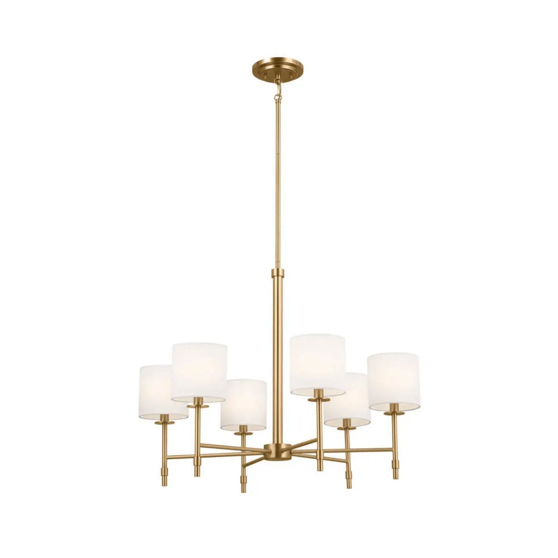 Ali 28" 6-Light Chandelier, Brushed Natural Brass Finish - Bees Lighting