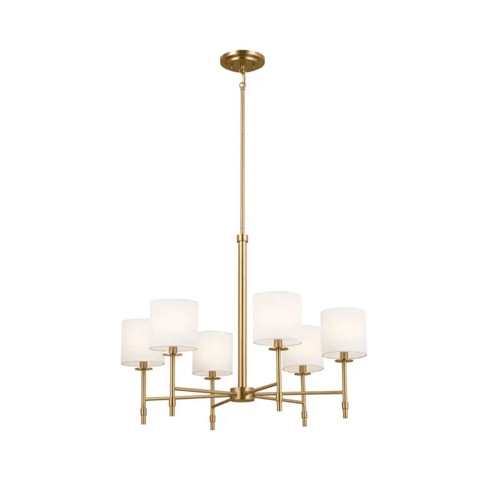 Ali 28" 6-Light Chandelier, Brushed Natural Brass Finish - Bees Lighting