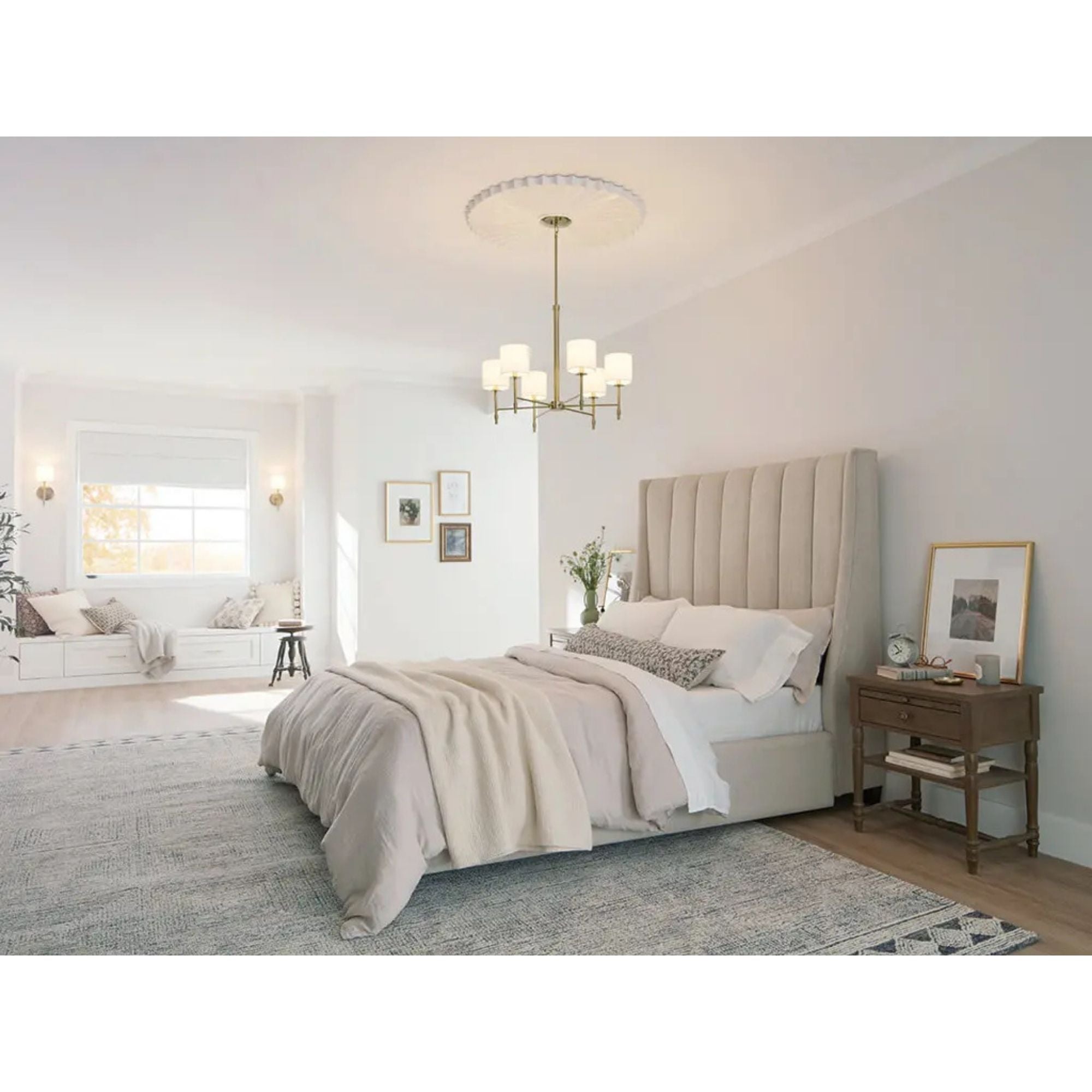 Ali 28" 6-Light Chandelier, Brushed Natural Brass Finish - Bees Lighting