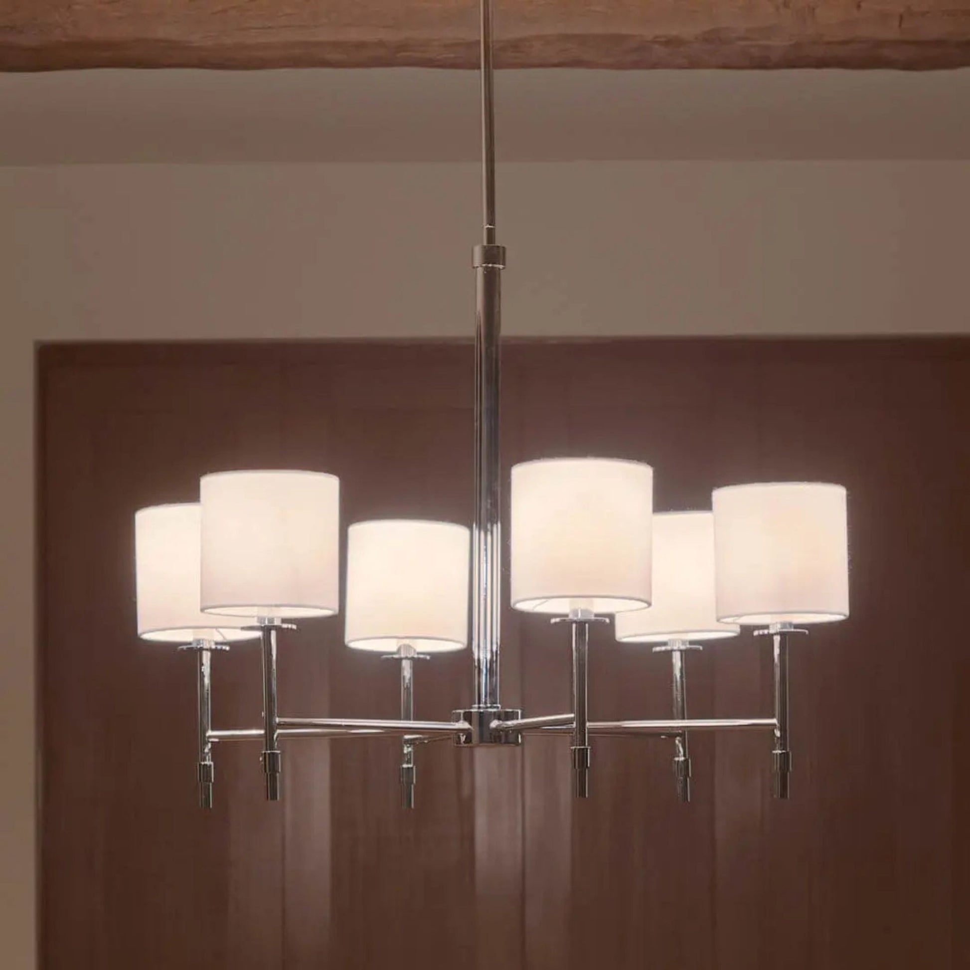 Ali 28" 6-Light Chandelier, Polished Nickel Finish - Bees Lighting