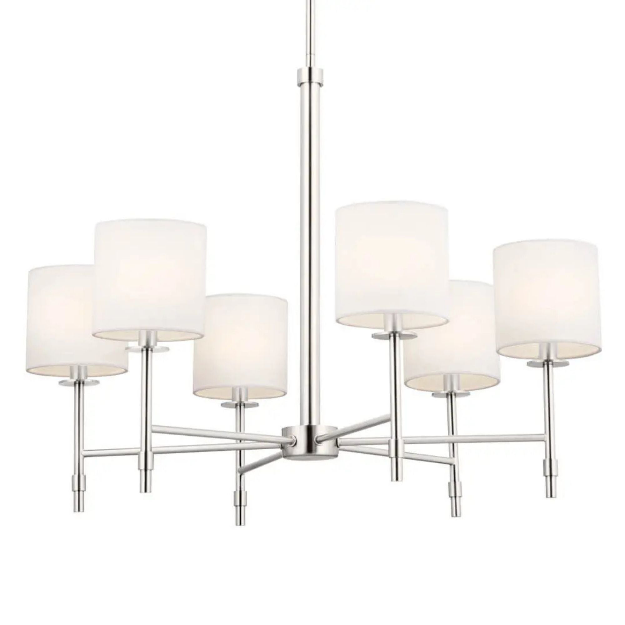 Ali 28" 6-Light Chandelier, Polished Nickel Finish - Bees Lighting