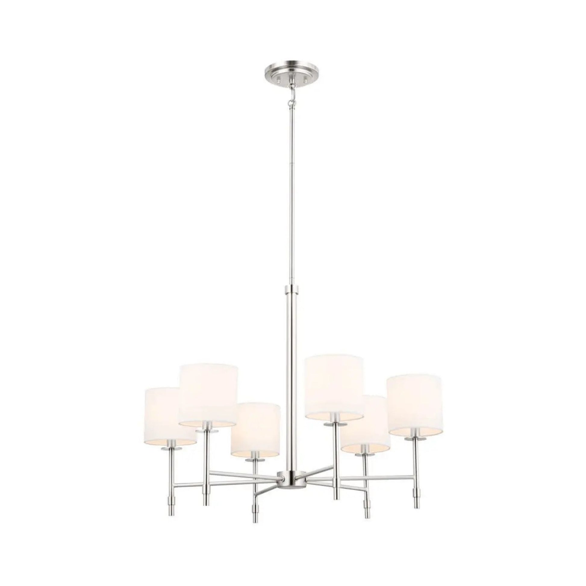 Ali 28" 6-Light Chandelier, Polished Nickel Finish - Bees Lighting