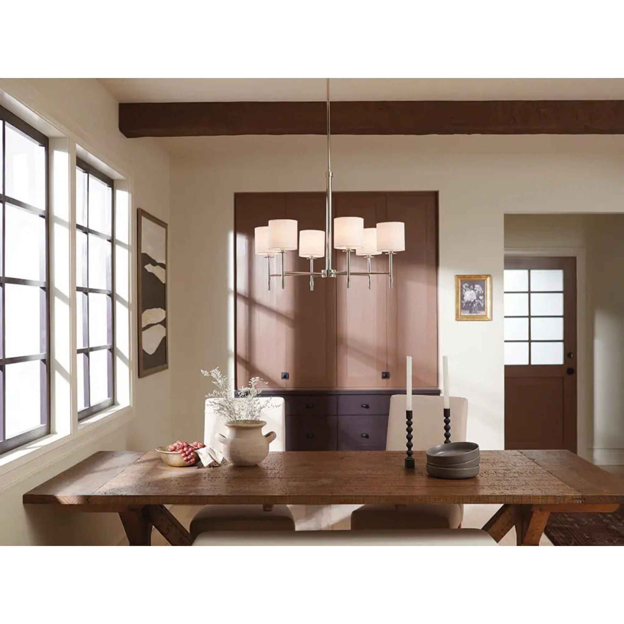 Ali 28" 6-Light Chandelier, Polished Nickel Finish - Bees Lighting