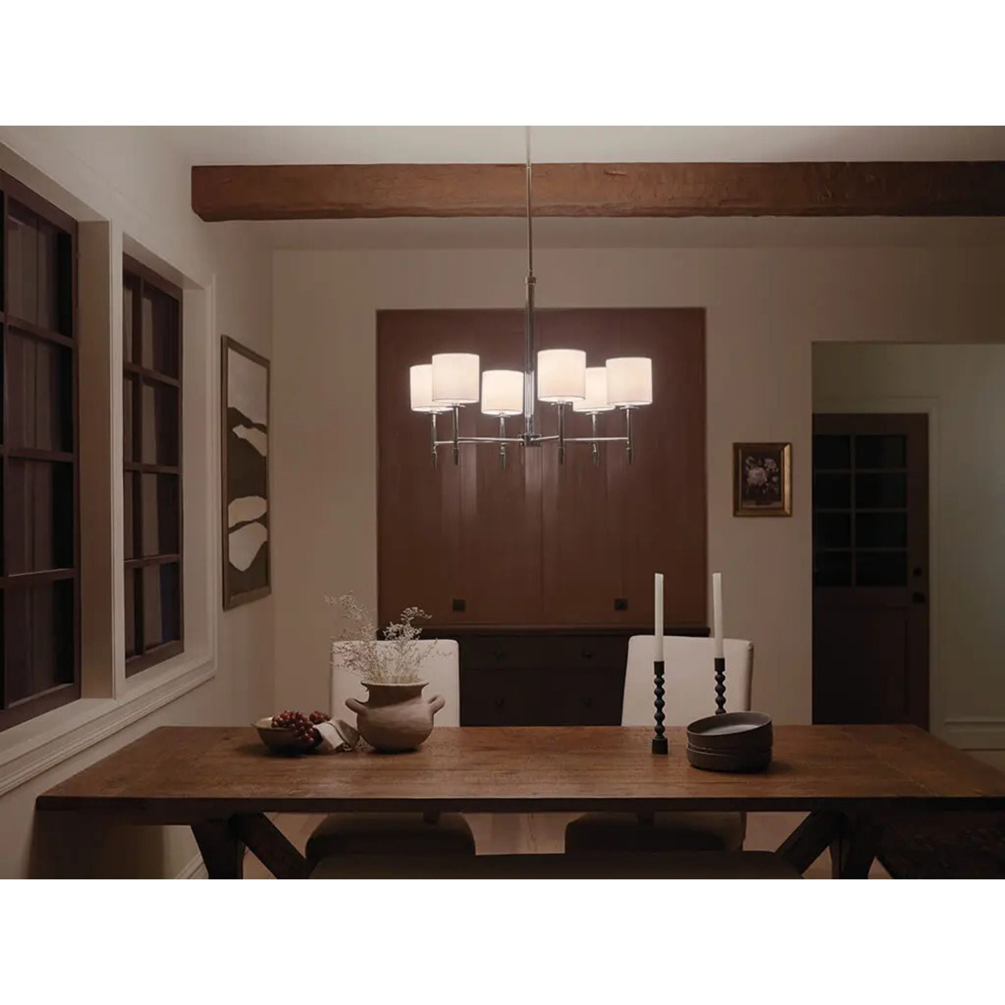 Ali 28" 6-Light Chandelier, Polished Nickel Finish - Bees Lighting
