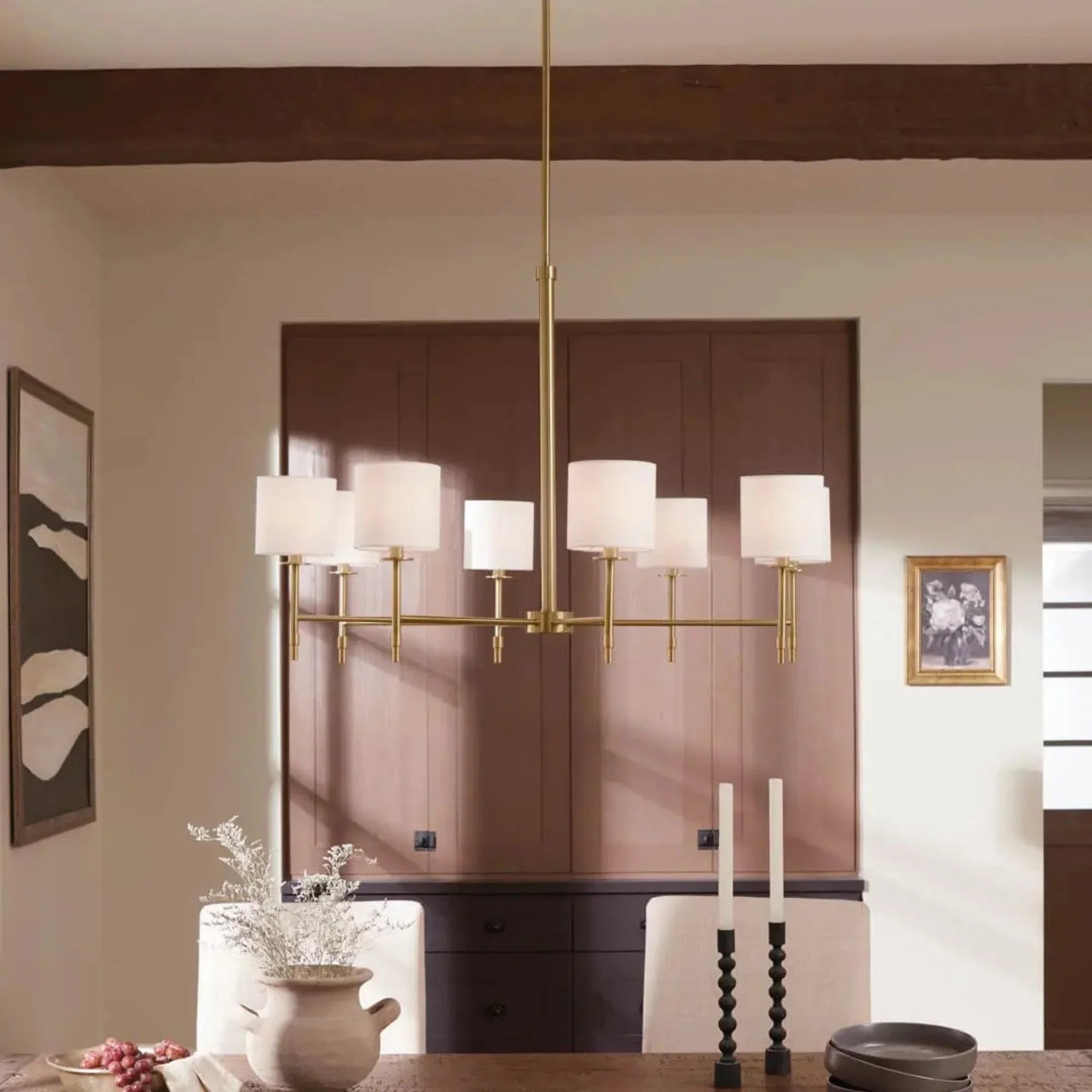 Ali 39" 8-Light Chandelier, Brushed Natural Brass Finish