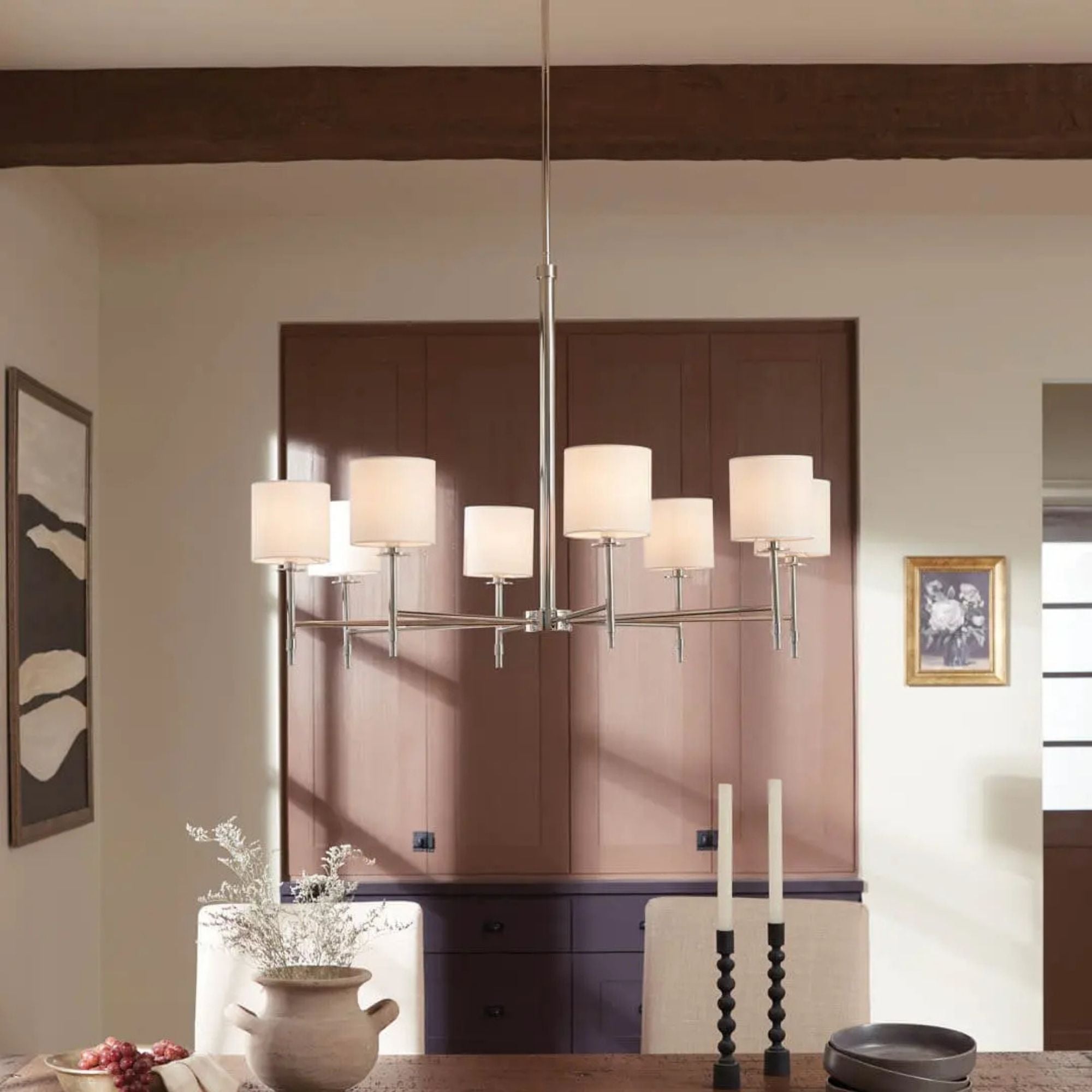 Ali 39" 8-Light Chandelier, Polished Nickel Finish