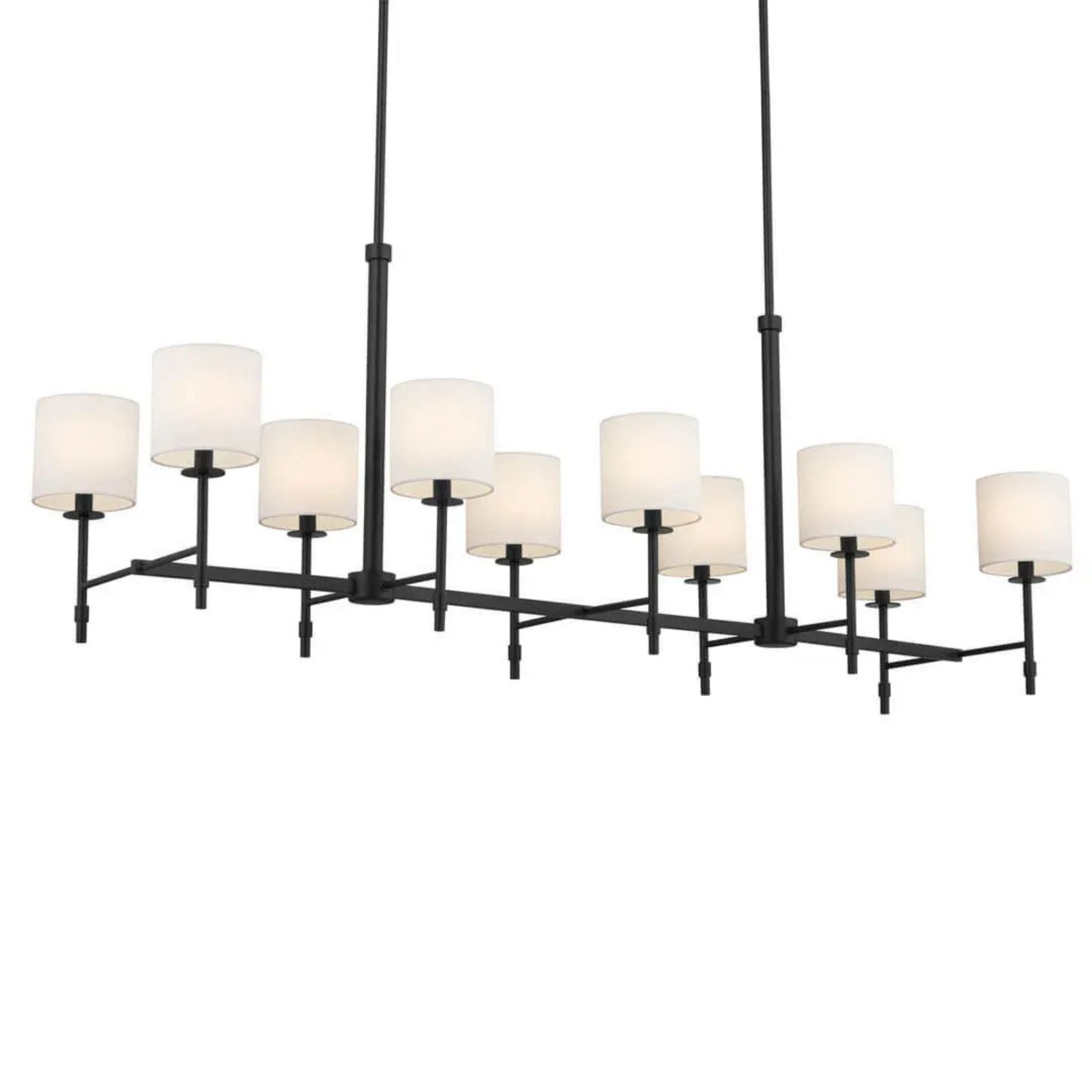 Ali 57" 10-Light Linear Chandelier, Black Finish