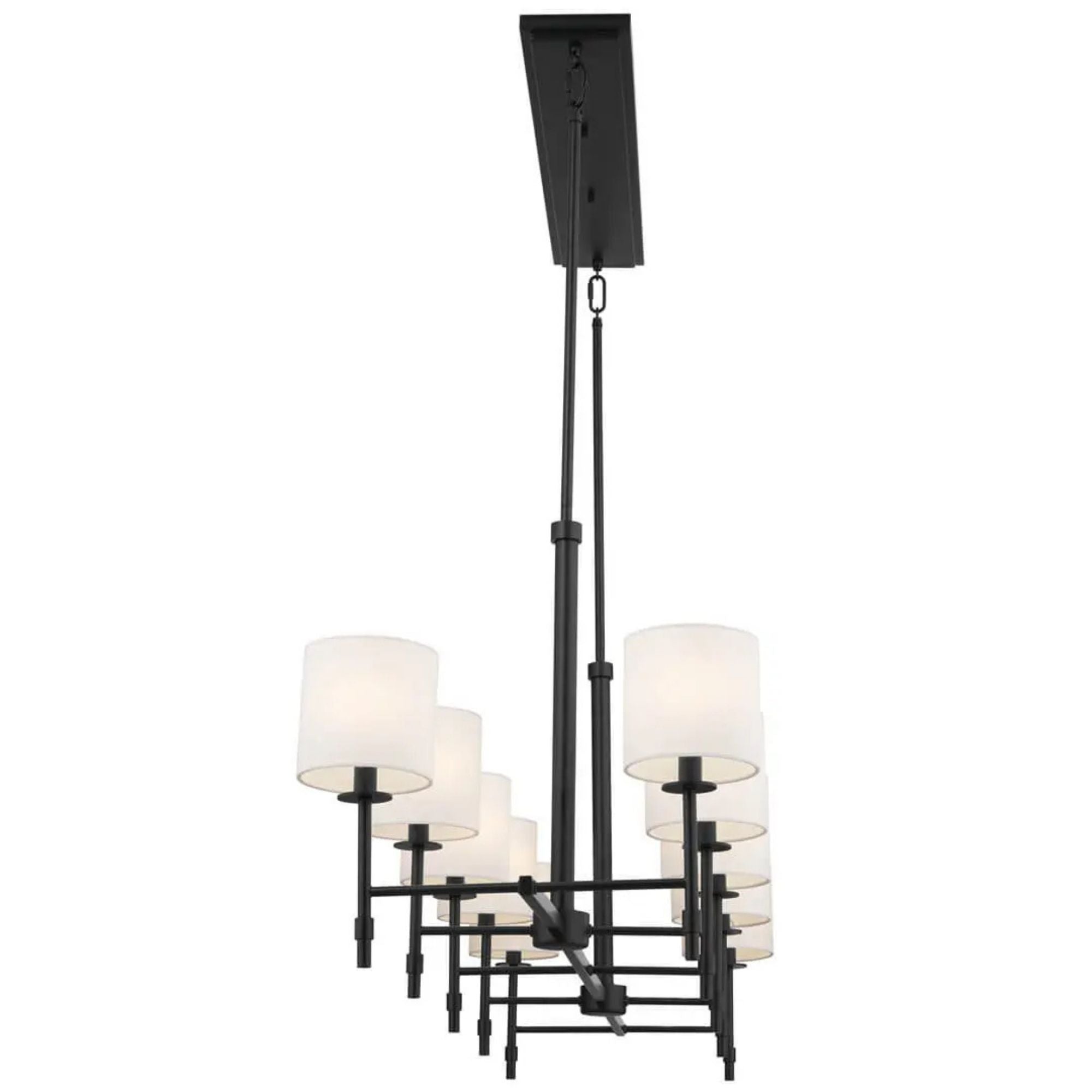 Ali 57" 10-Light Linear Chandelier, Black Finish