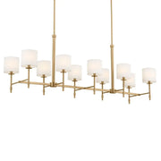 Ali 57" 10-Light Linear Chandelier, Brushed Natural Brass Finish