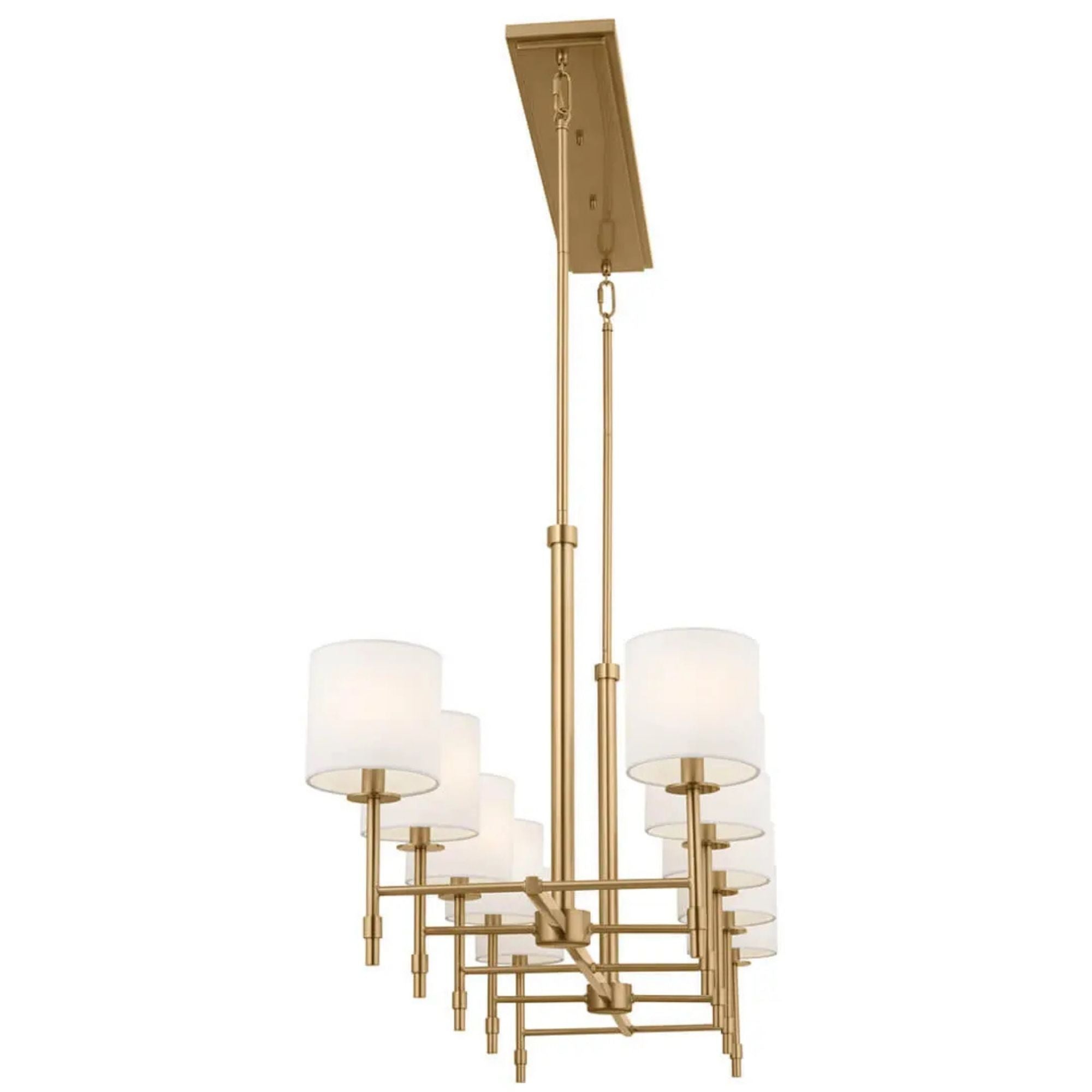 Ali 57" 10-Light Linear Chandelier, Brushed Natural Brass Finish