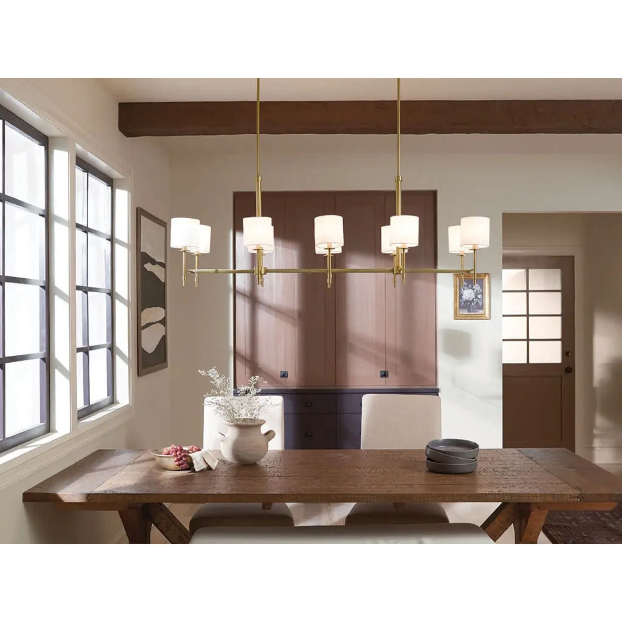 Ali 57" 10-Light Linear Chandelier, Brushed Natural Brass Finish
