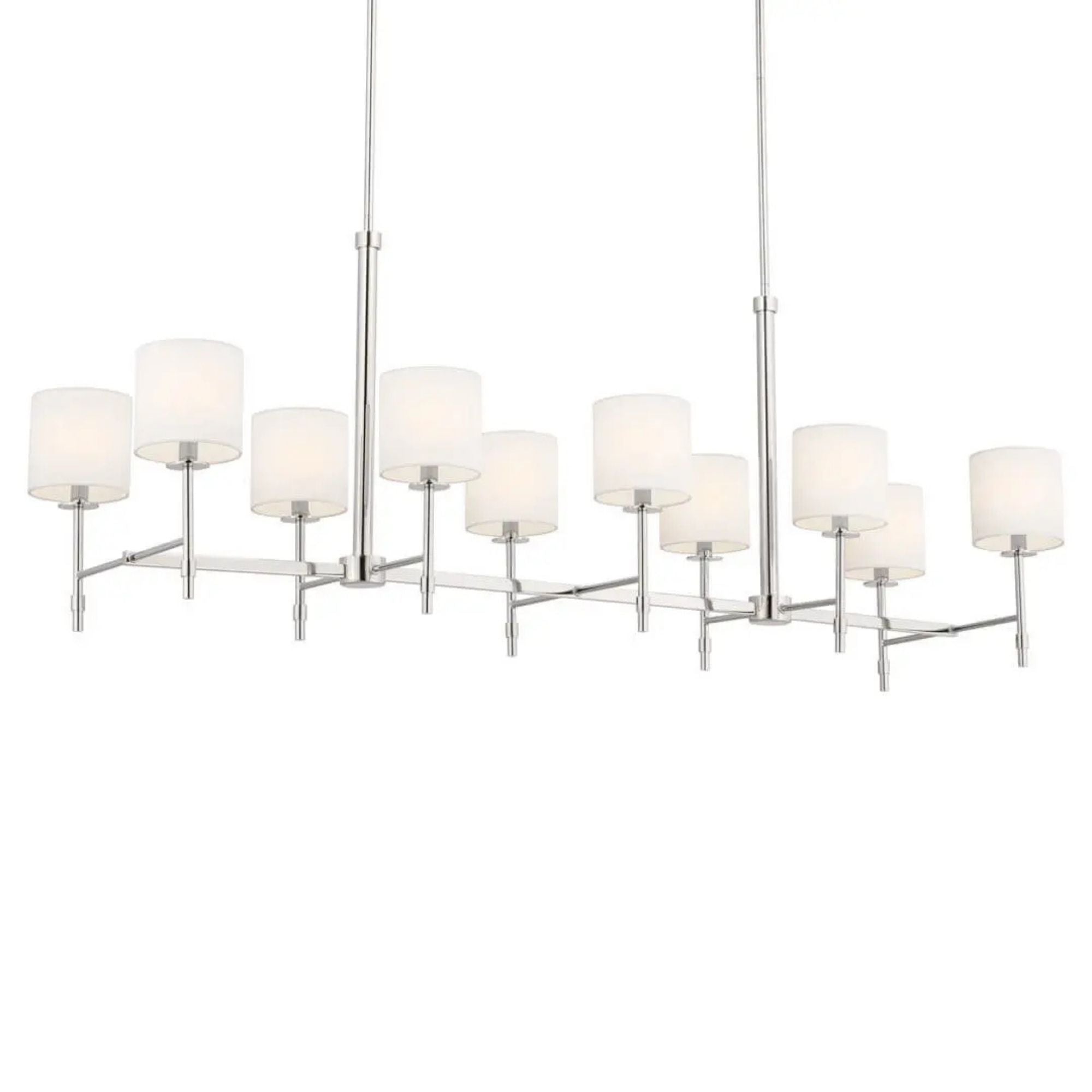 Ali 57" 10-Light Linear Chandelier, Polished Nickel Finish