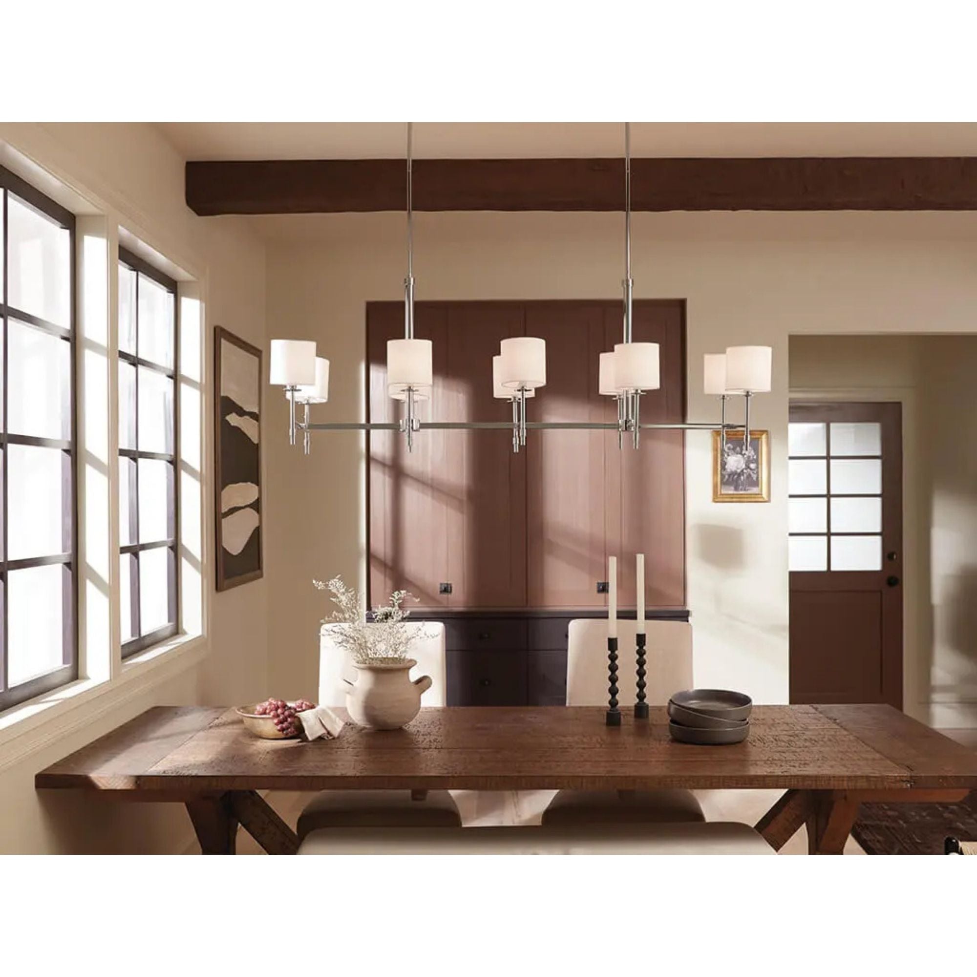 Ali 57" 10-Light Linear Chandelier, Polished Nickel Finish
