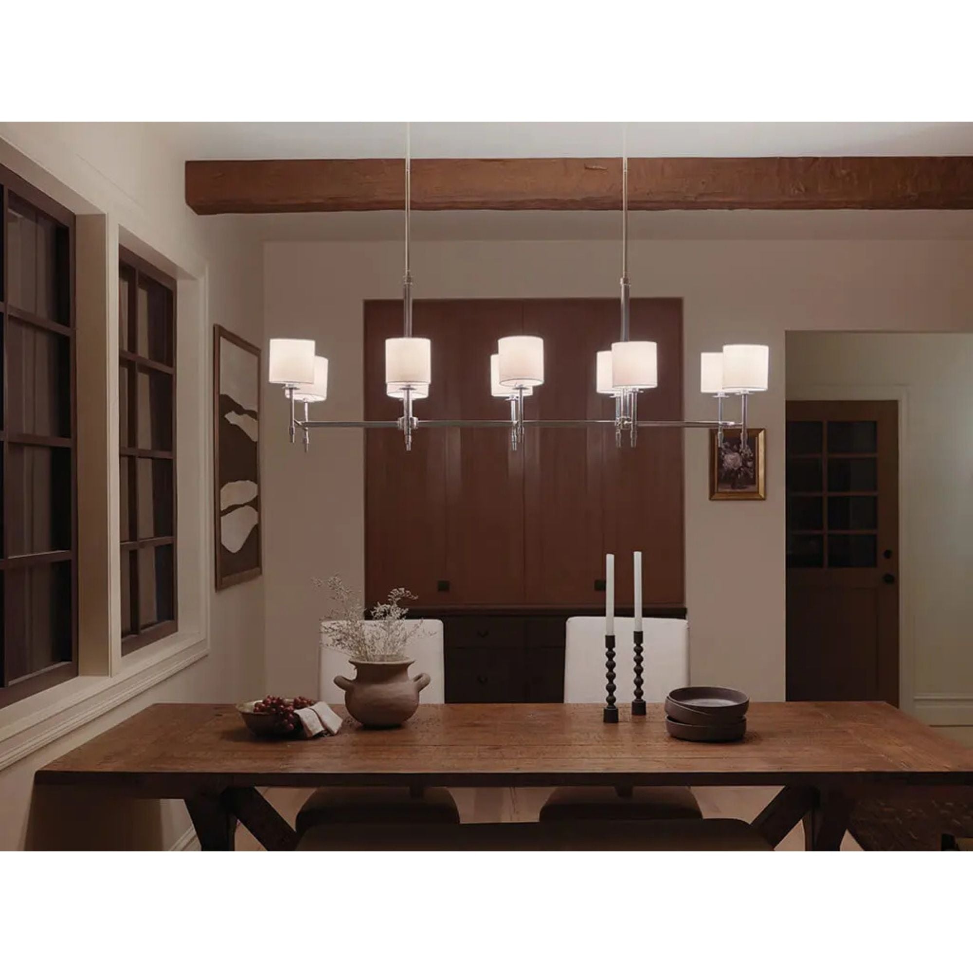 Ali 57" 10-Light Linear Chandelier, Polished Nickel Finish