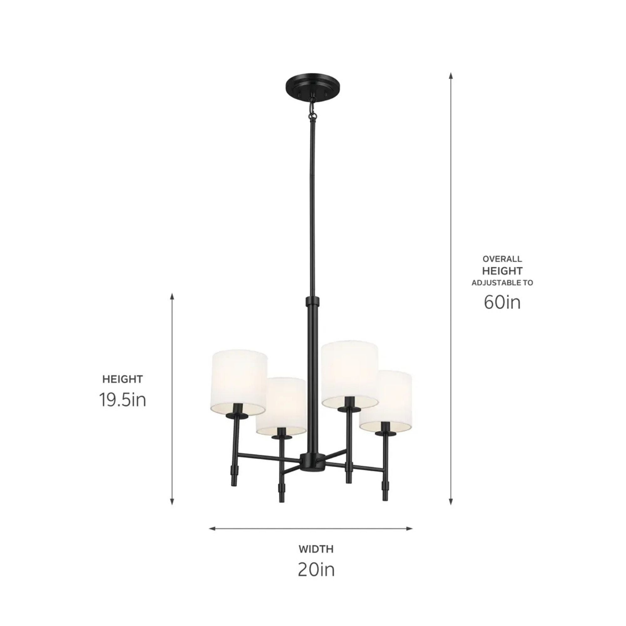 Ali 20" 4-Light Chandelier, Black Finish
