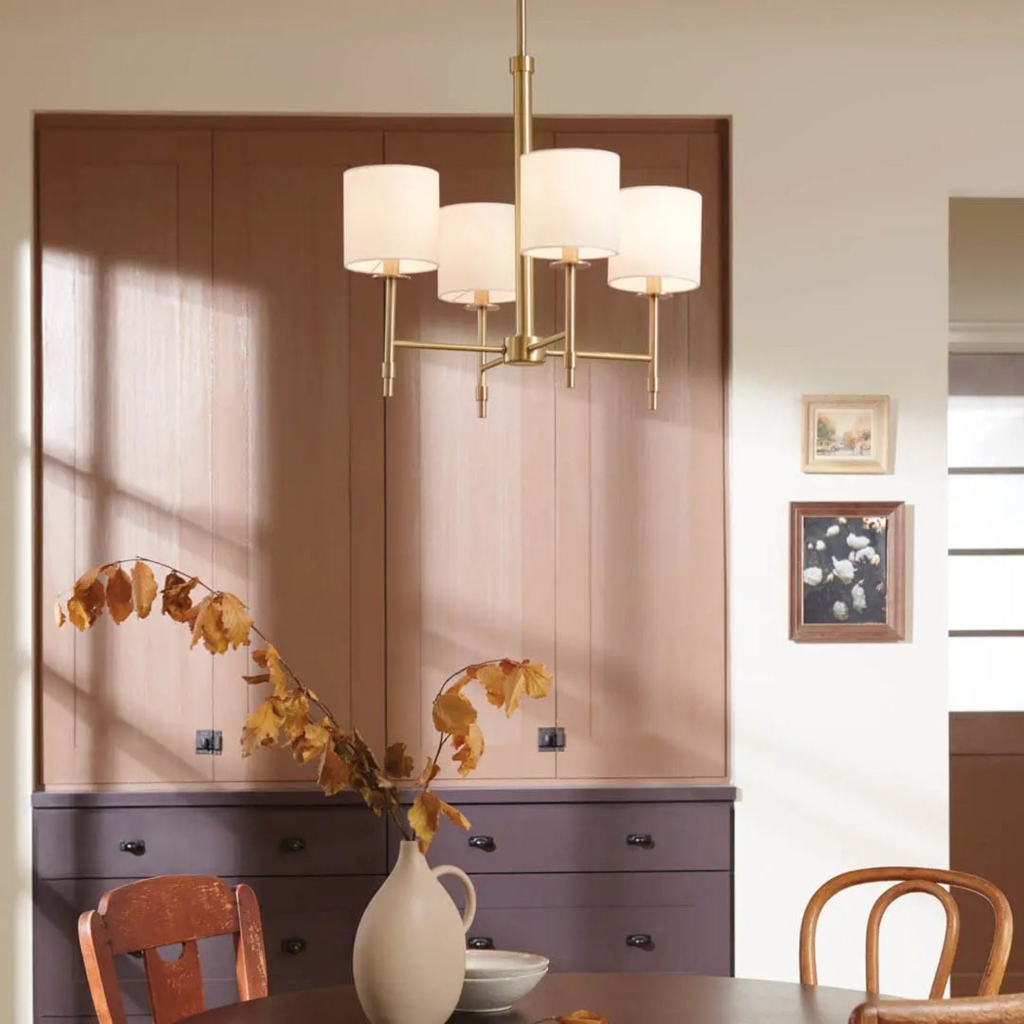Ali 20" 4-Light Chandelier, Brushed Natural Brass Finish