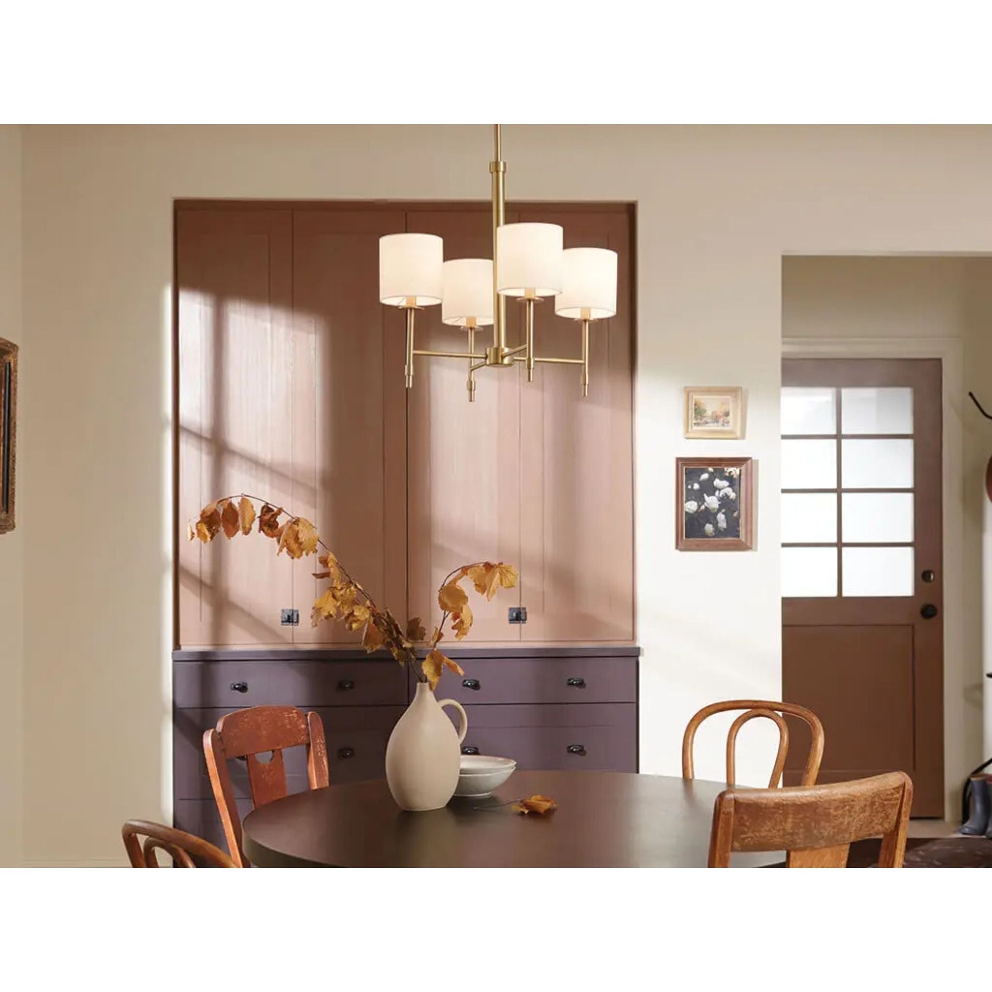 Ali 20" 4-Light Chandelier, Brushed Natural Brass Finish