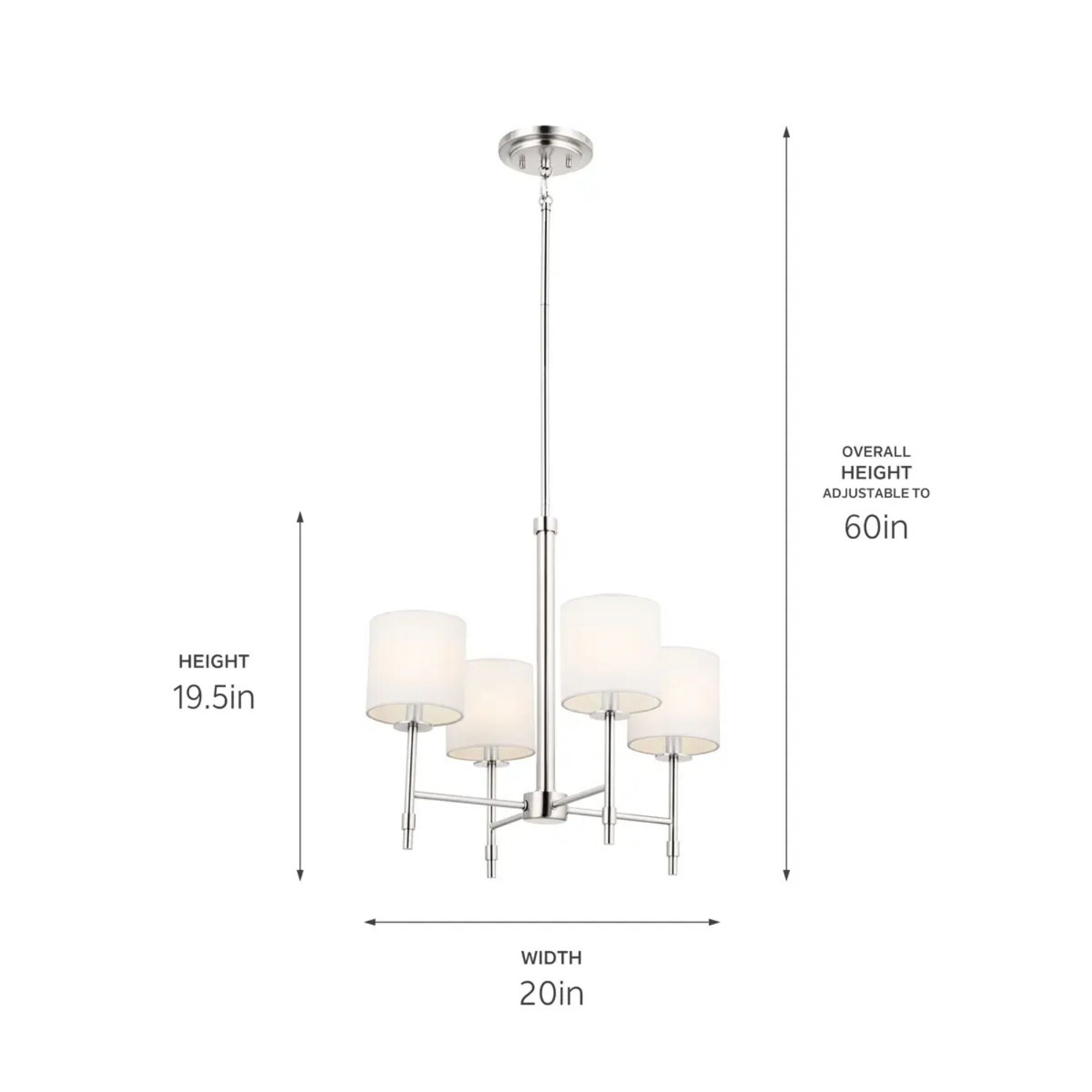Ali 20" 4-Light Chandelier, Polished Nickel Finish
