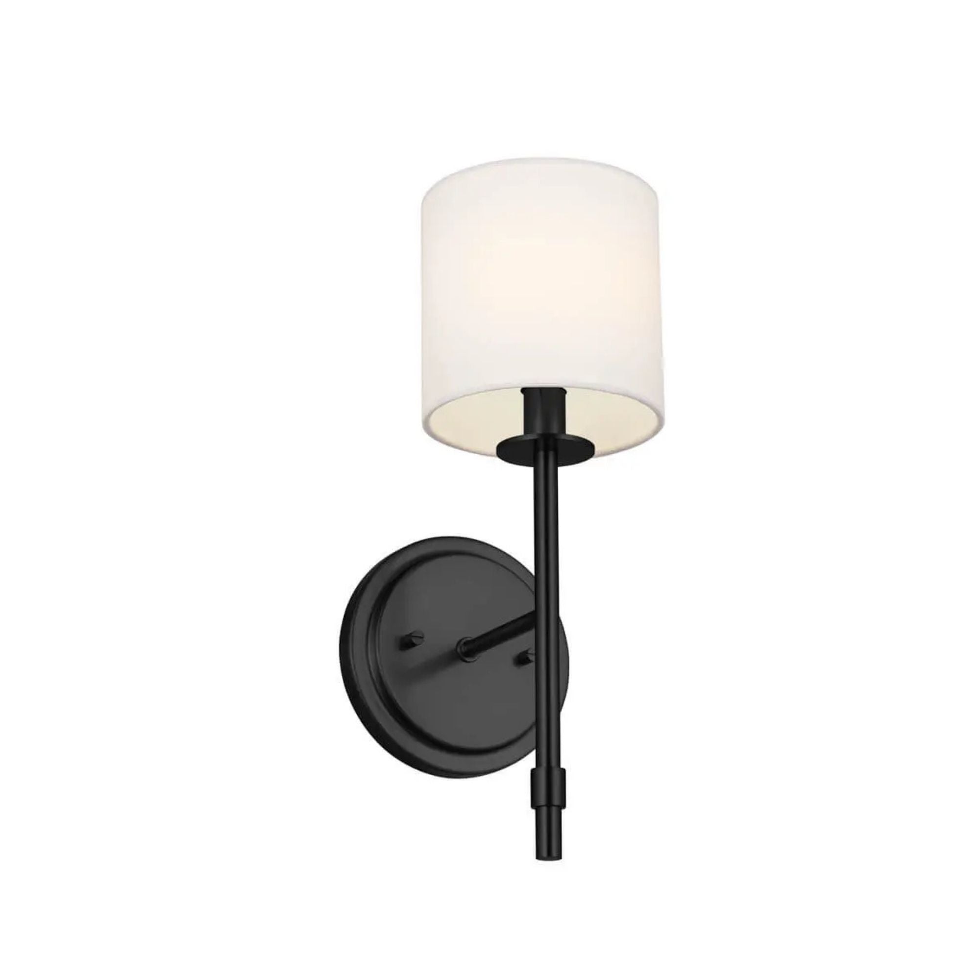 Ali 5" Wall Sconce, Black Finish, Fabric Shade