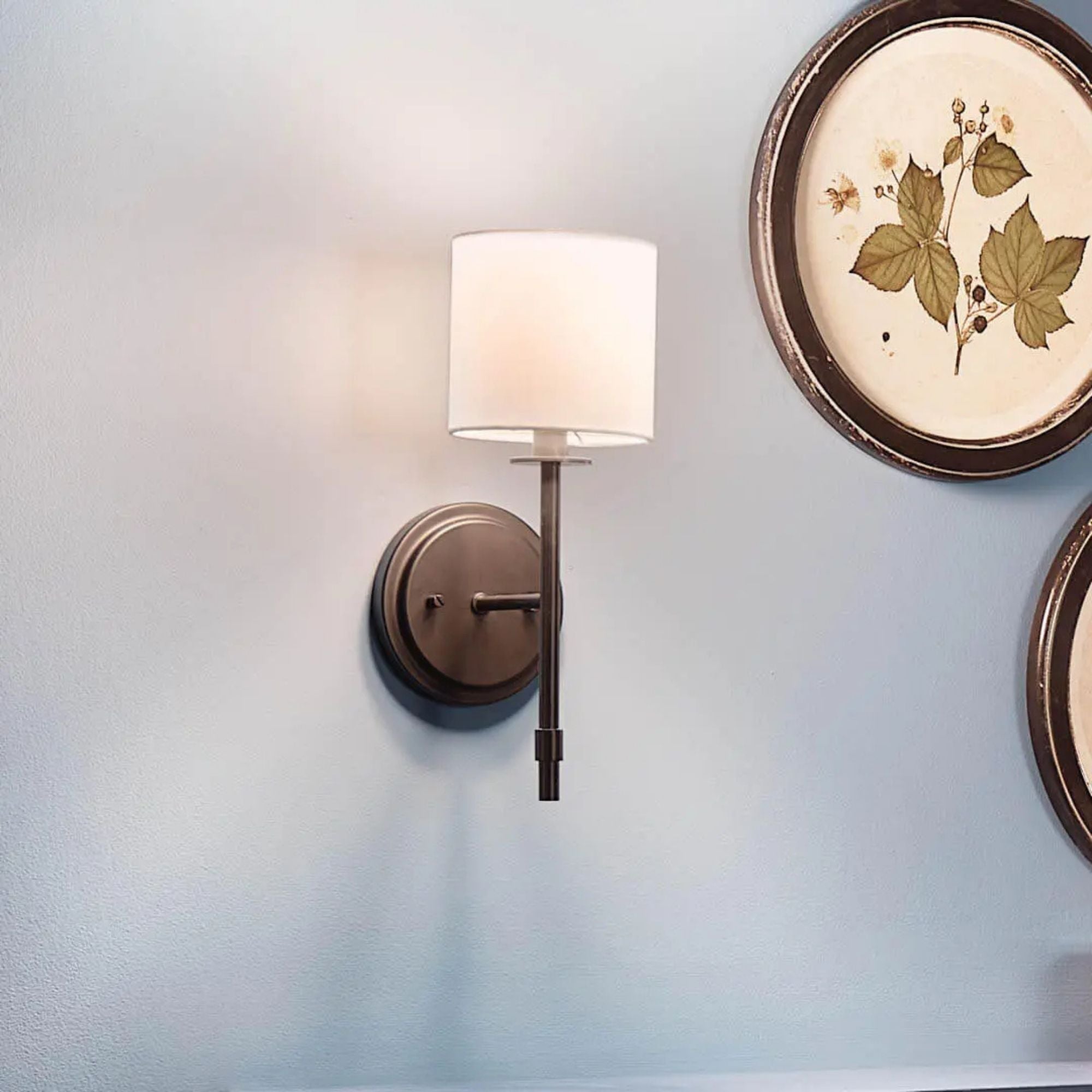 Ali 5" Wall Sconce, Black Finish, Fabric Shade